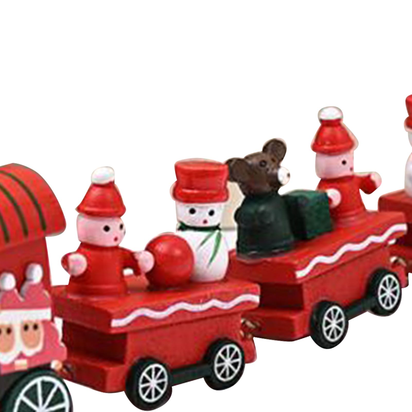 Xmas Train Ornament Cute Festive Wooden Train Window Desktop Decoration for view 5