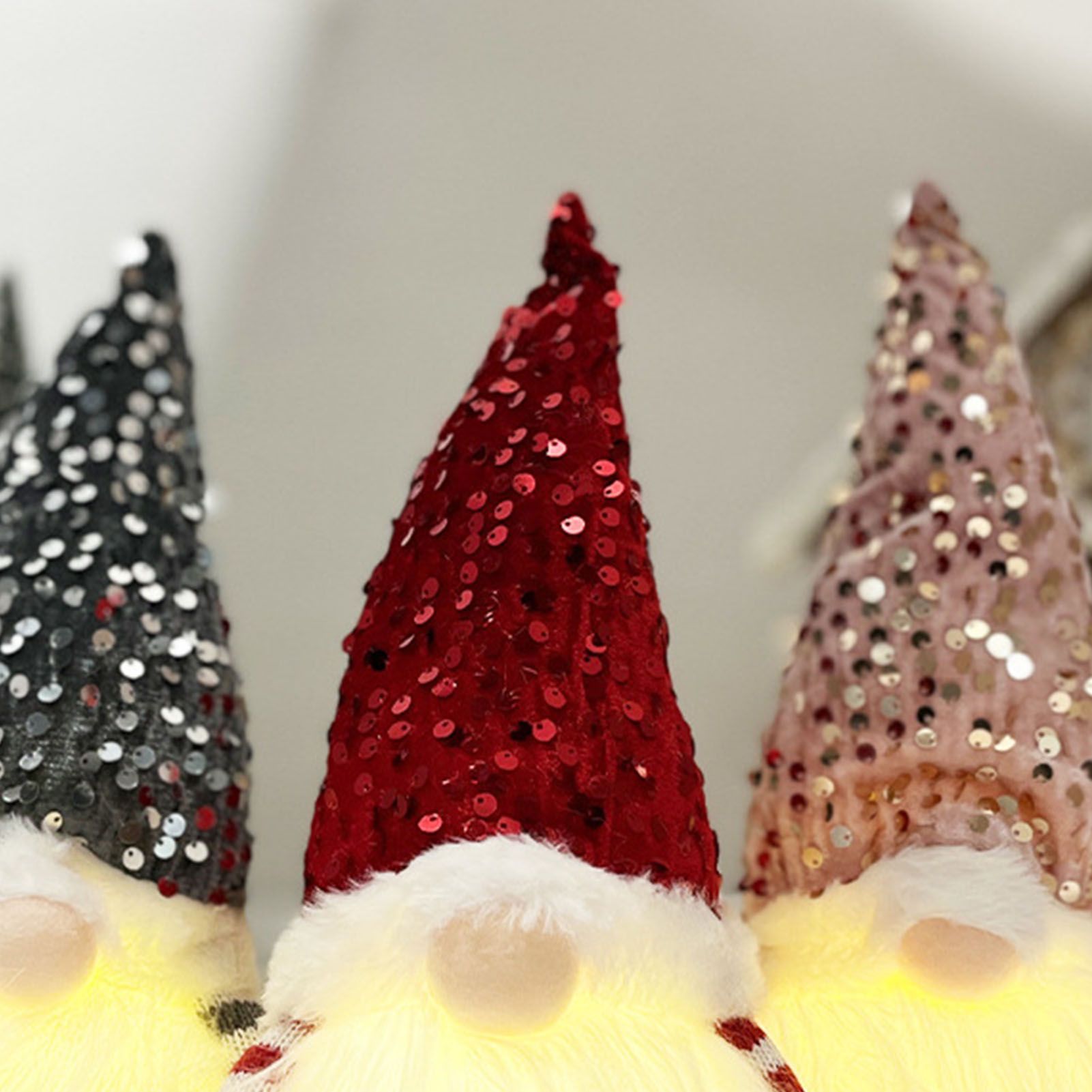 3PCS Xmas Gnome with Light Sequin Hat Faceless Gnome Dolls for Home Indoor view 2