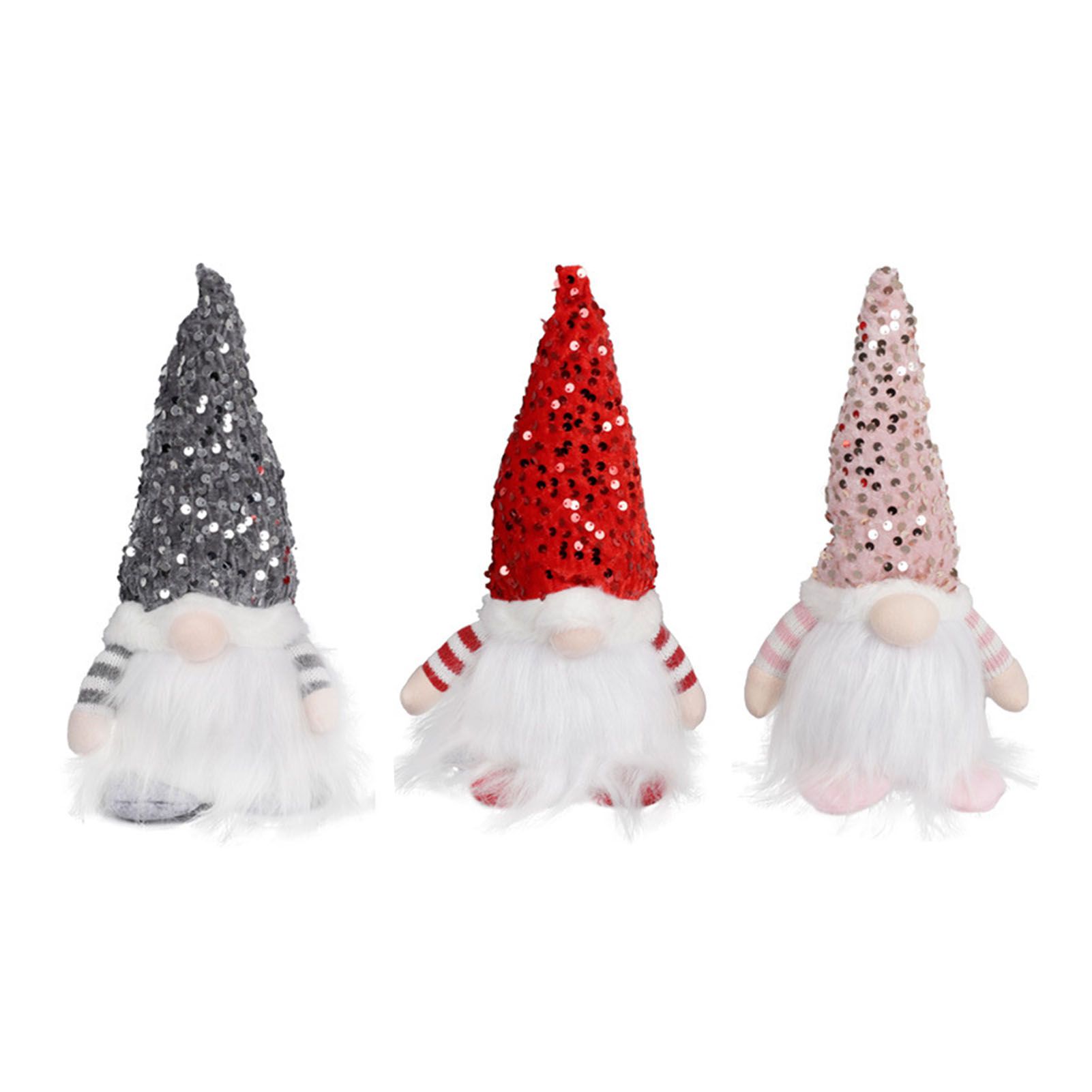 3PCS Xmas Gnome with Light Sequin Hat Faceless Gnome Dolls for Home Indoor view 3
