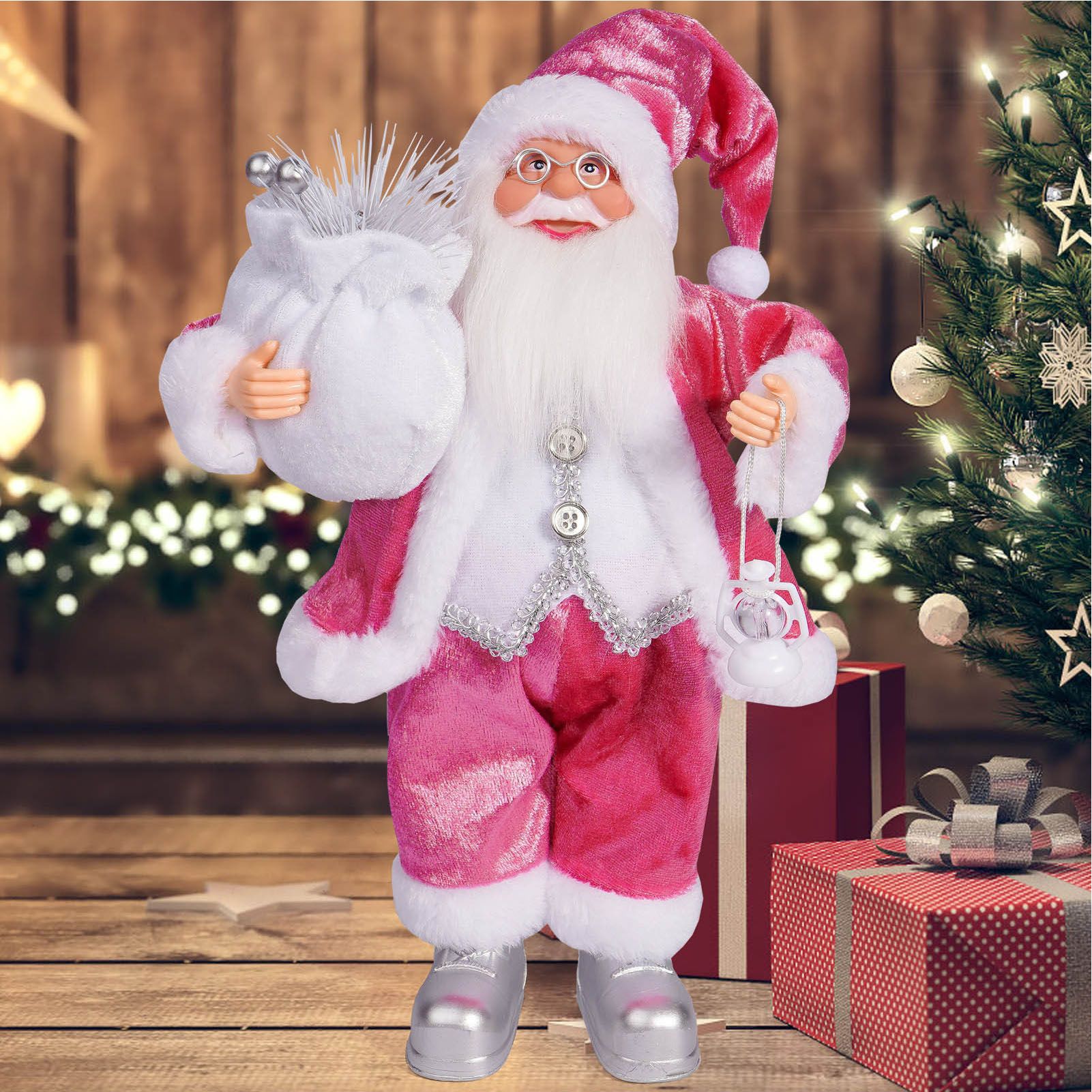 12.6 Inch Santa Figurine Doll Xmas Standing Santa Decoration for Room view 6