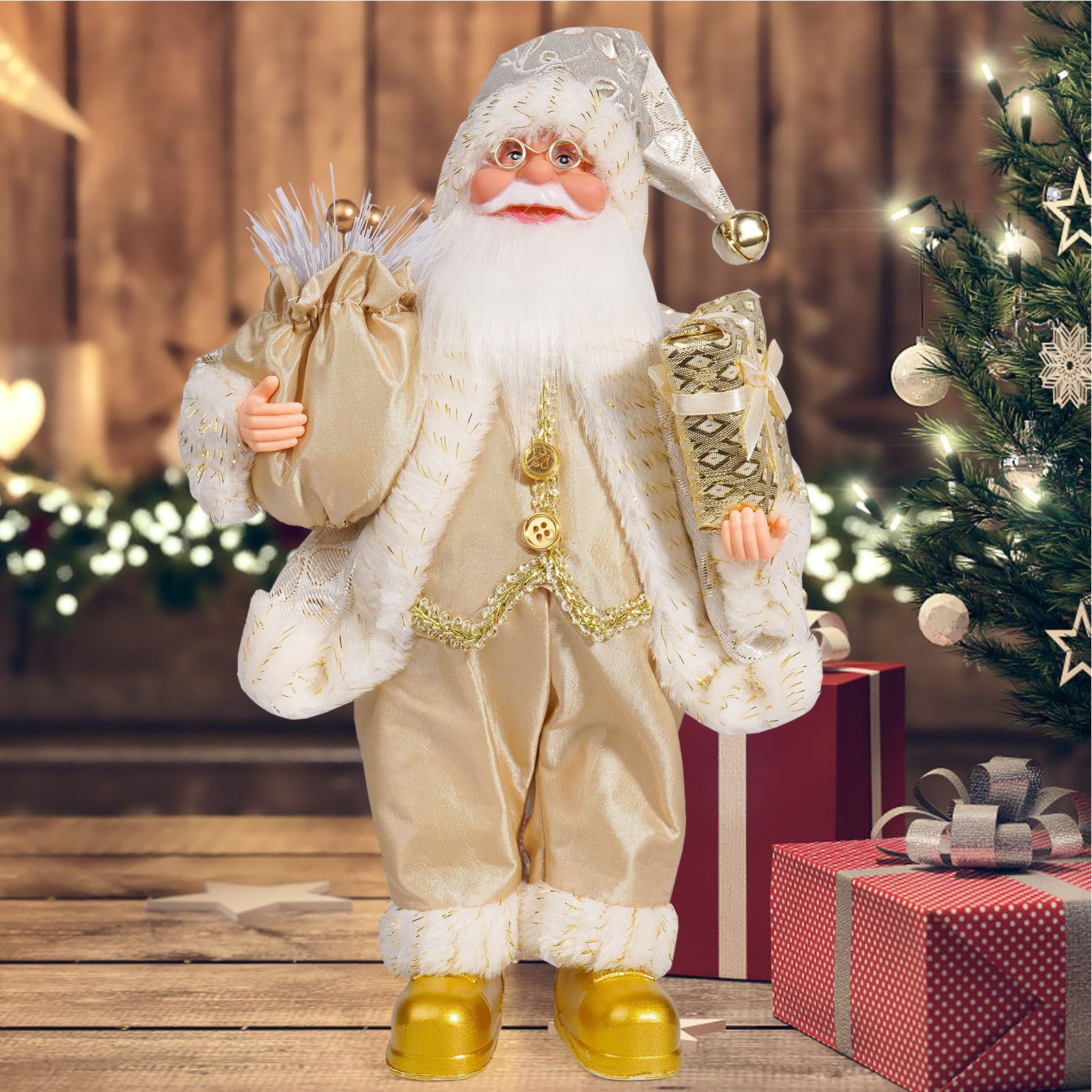 12.6 Inch Santa Figurine Doll Xmas Standing Santa Decoration for Room view 6