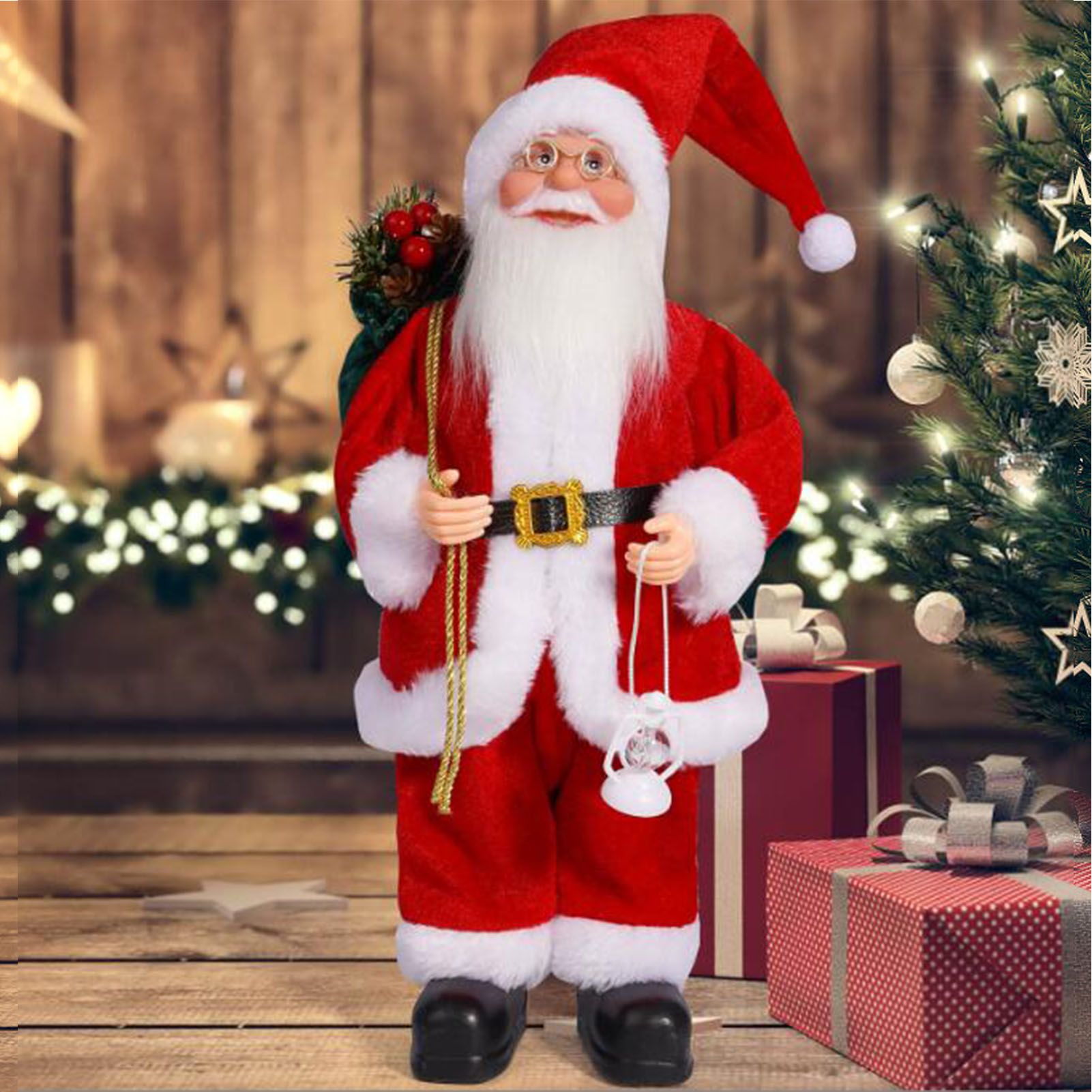 12.6 Inch Santa Figurine Doll Xmas Standing Santa Decoration for Room view 6