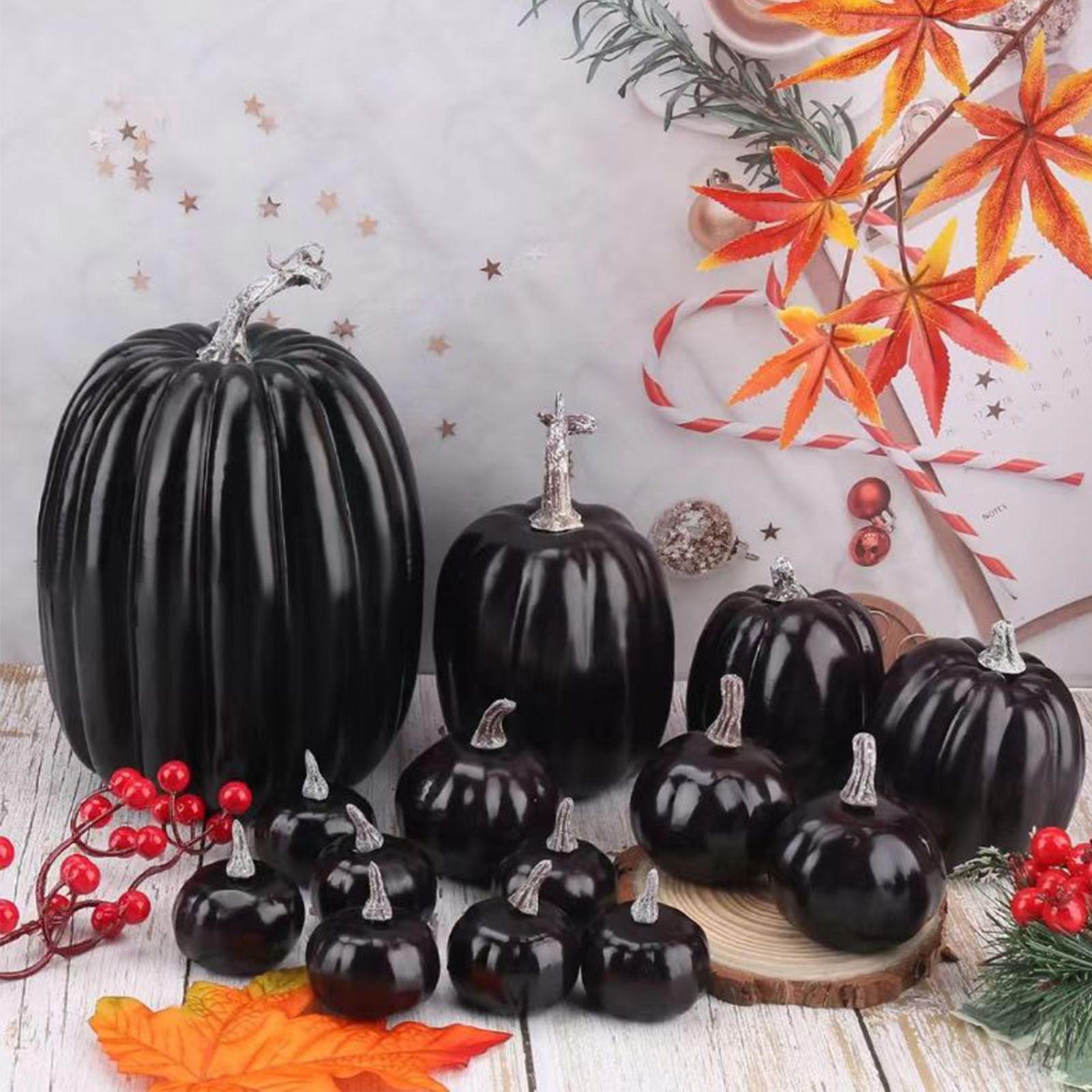 14pcs Artificial Pumpkin Black Foam Creative Lightweight Reusable Decorative view 3