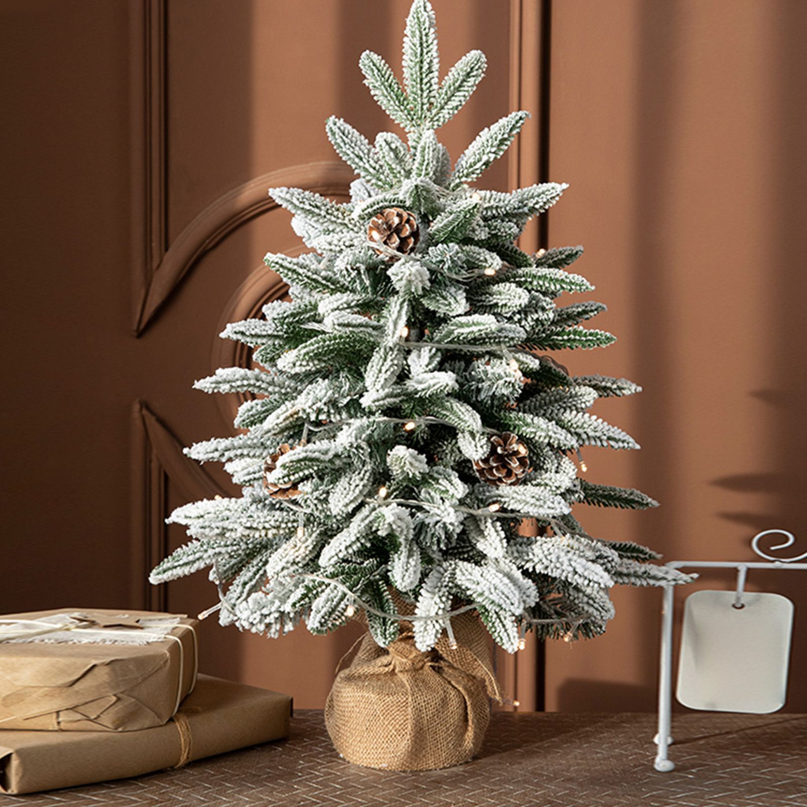 45cm Xmas Tree Snow Tree Snow Flocked Xmas Tree with Snow Cedar and Snowflakes view 9
