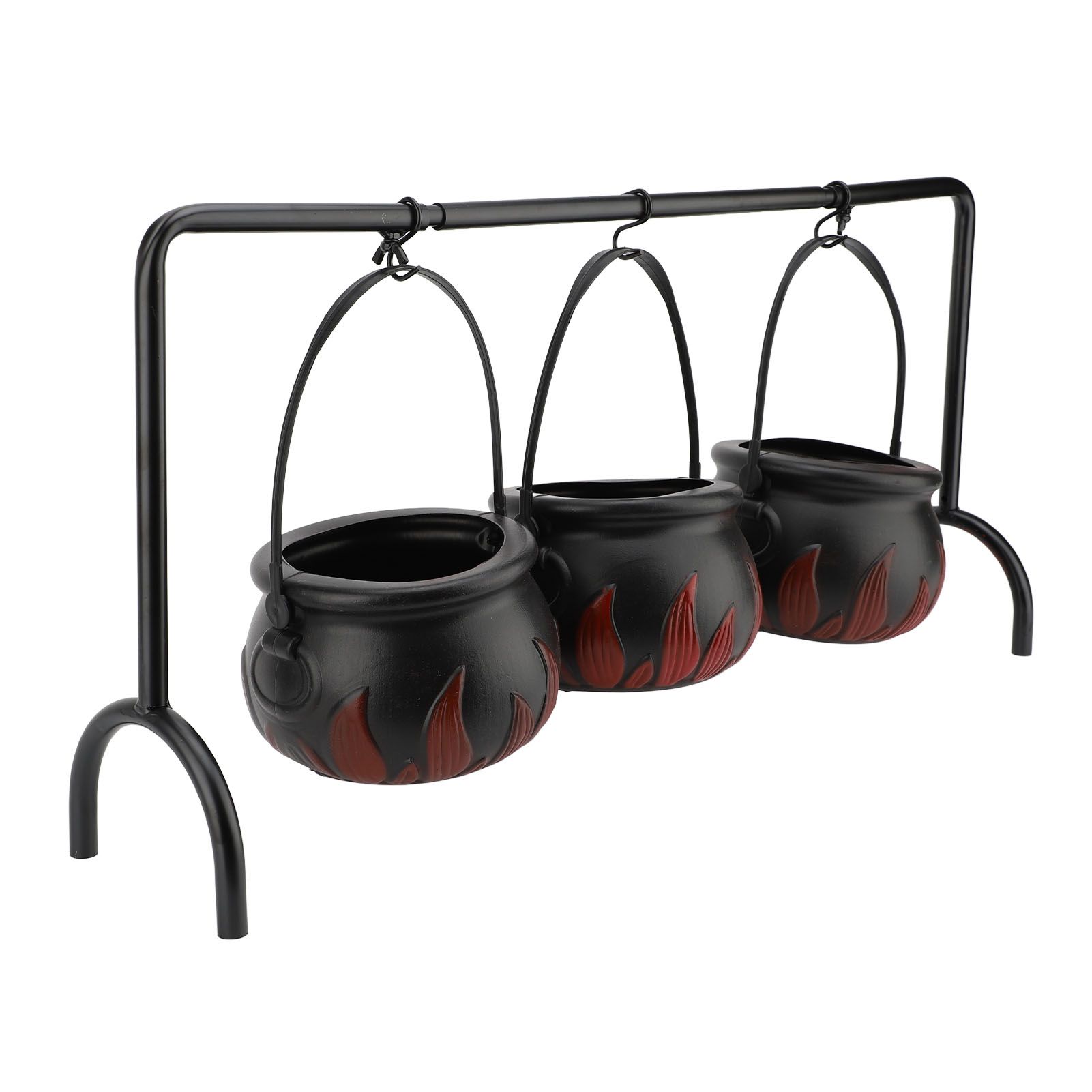 Witches Cauldron Candy Serving Bowl Decor Black Plastic Cauldron Decoration view 4