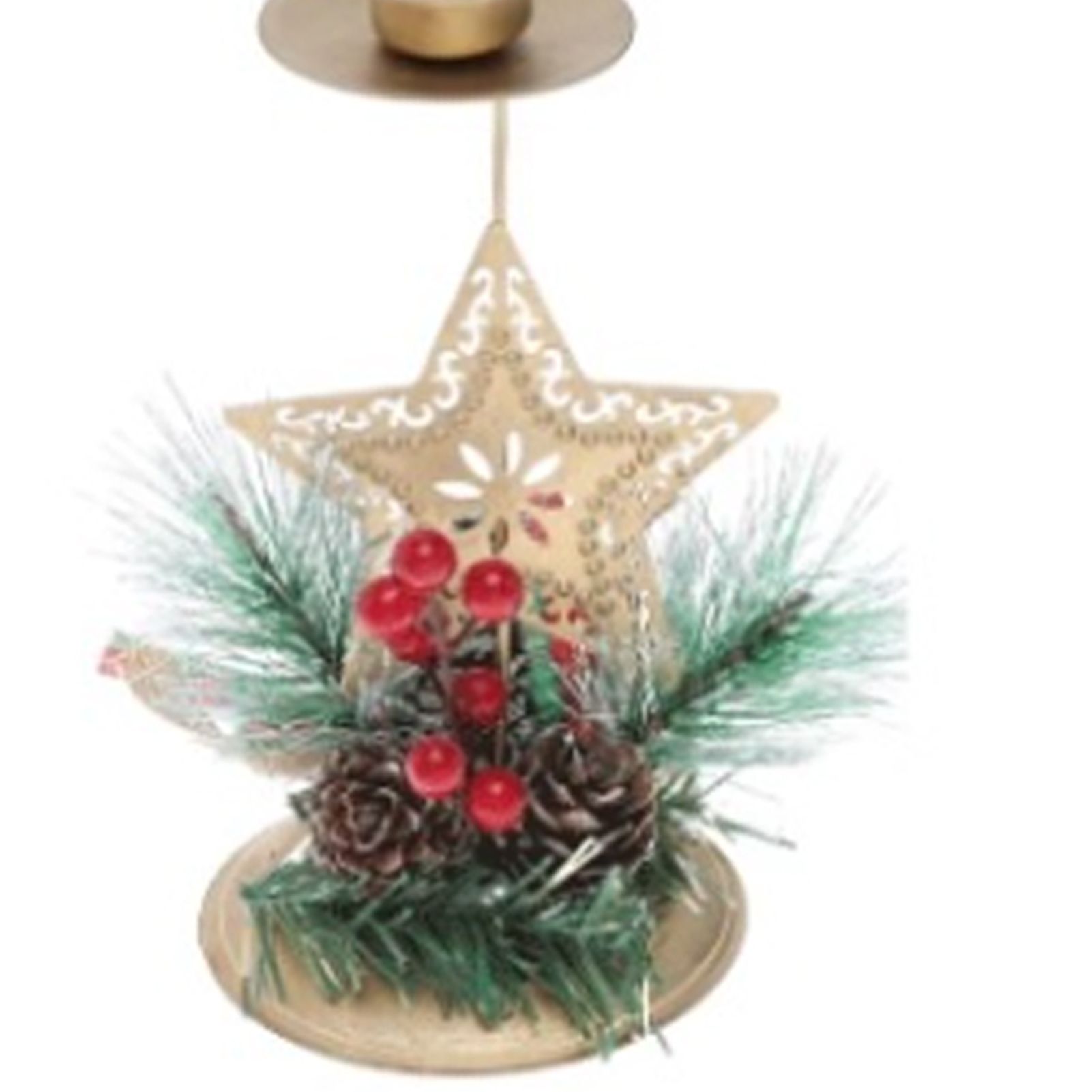 Xmas Candle Holder with Pinecone Decor Gold Iron Strong Load Bearing Xmas view 5