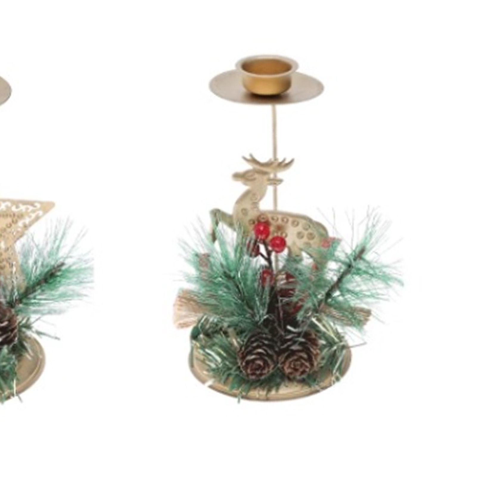 Xmas Candle Holder with Pinecone Decor Gold Iron Strong Load Bearing Xmas view 7