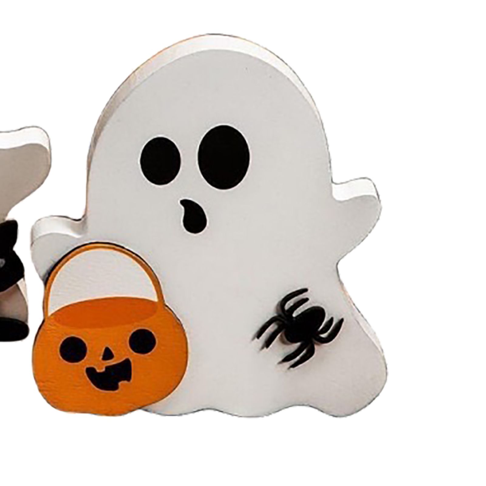 3pcs Cute Ghost Decorations Indoor Wooden Tiered Tray Decor Table Sign Black view 7