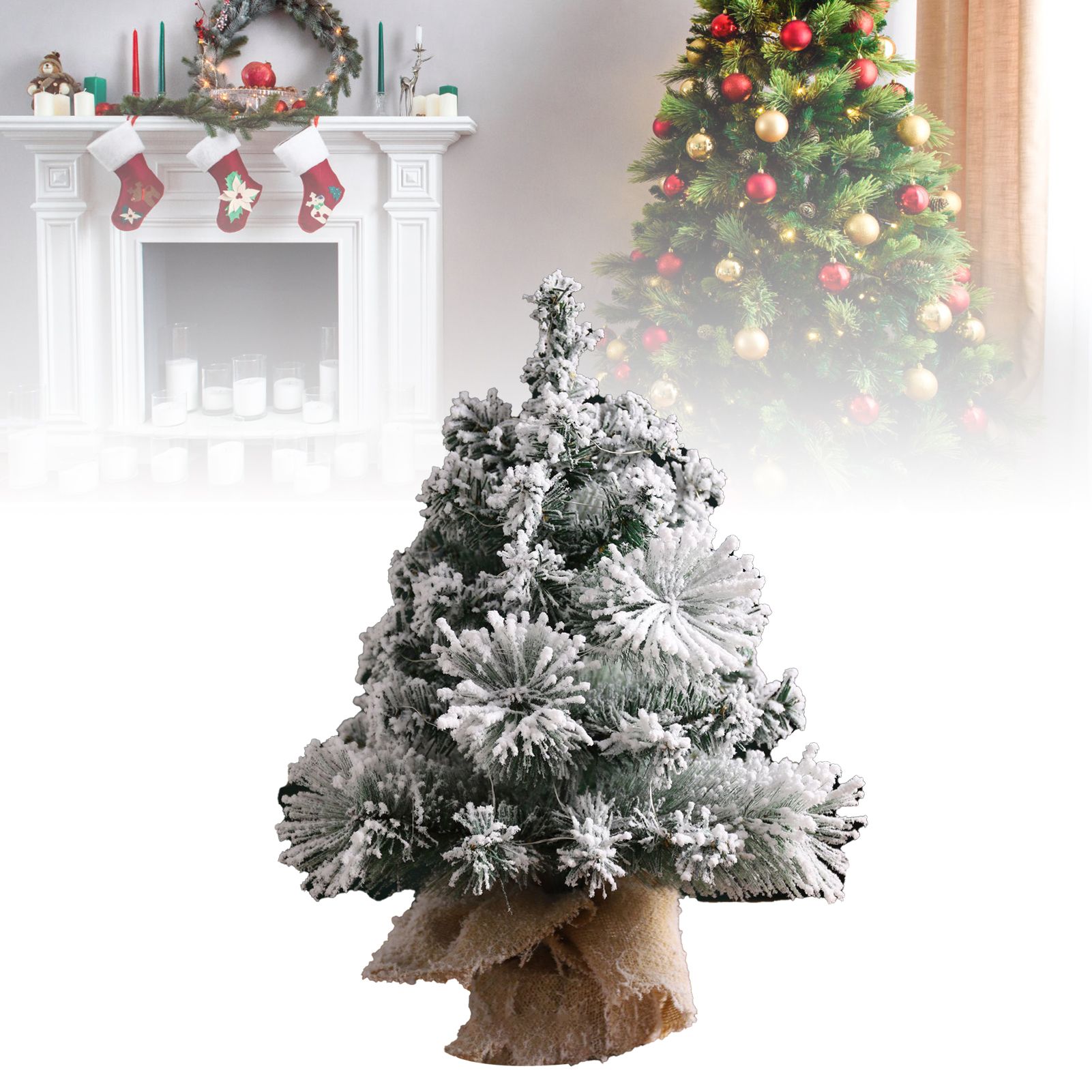 17.7in Artificial Mini Xmas Tree Snow Flocked Artificial Pine Xmas Tree for view 8