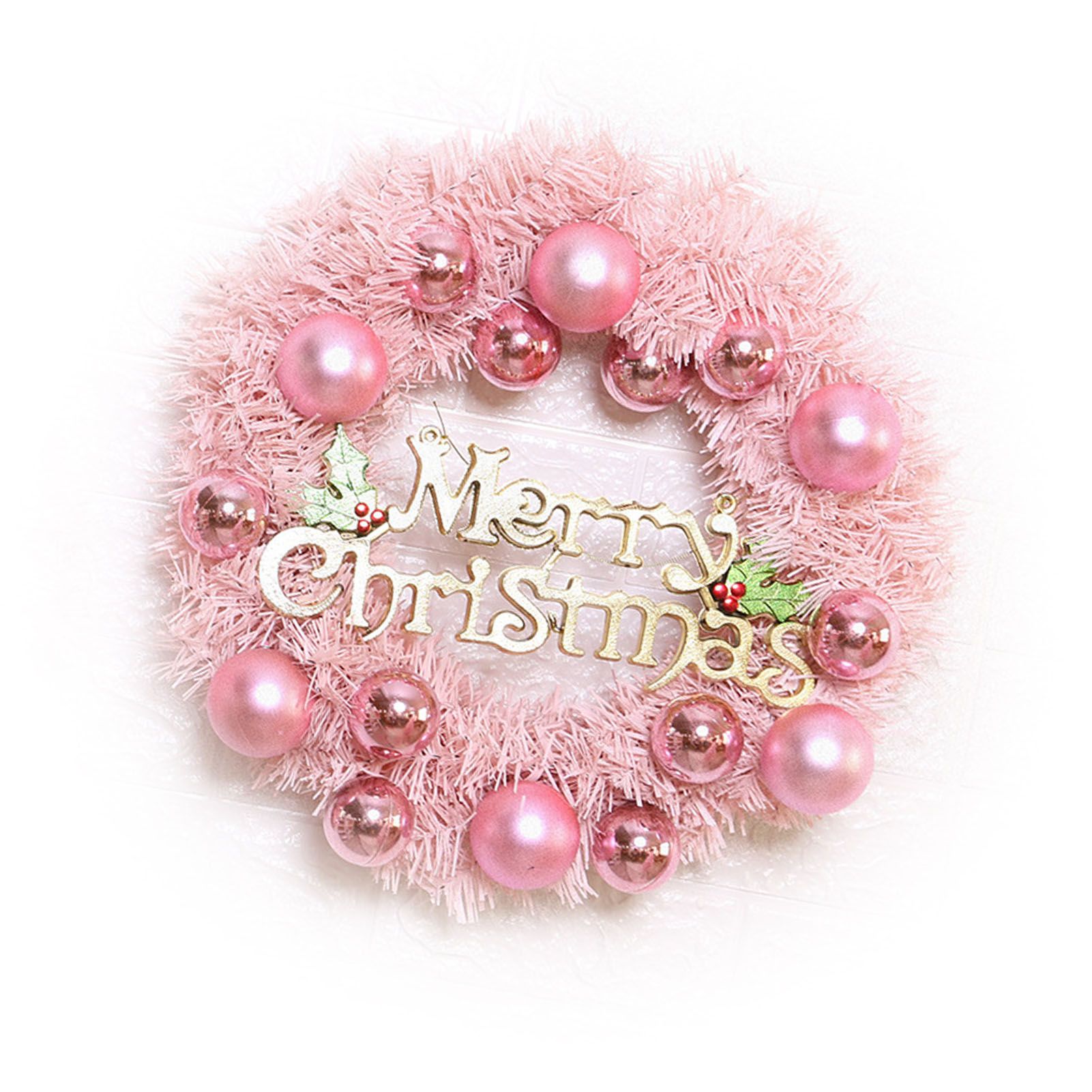 Xmas Wreath for Front Door PVC Xmas Wreath Decoration with Balls Ornaments for