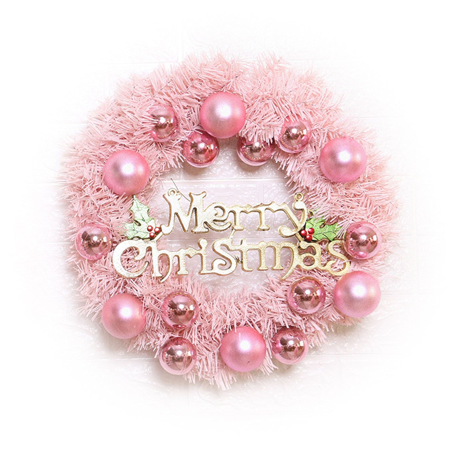 Xmas Wreath for Front Door PVC Xmas Wreath Decoration with Balls Ornaments for view 3