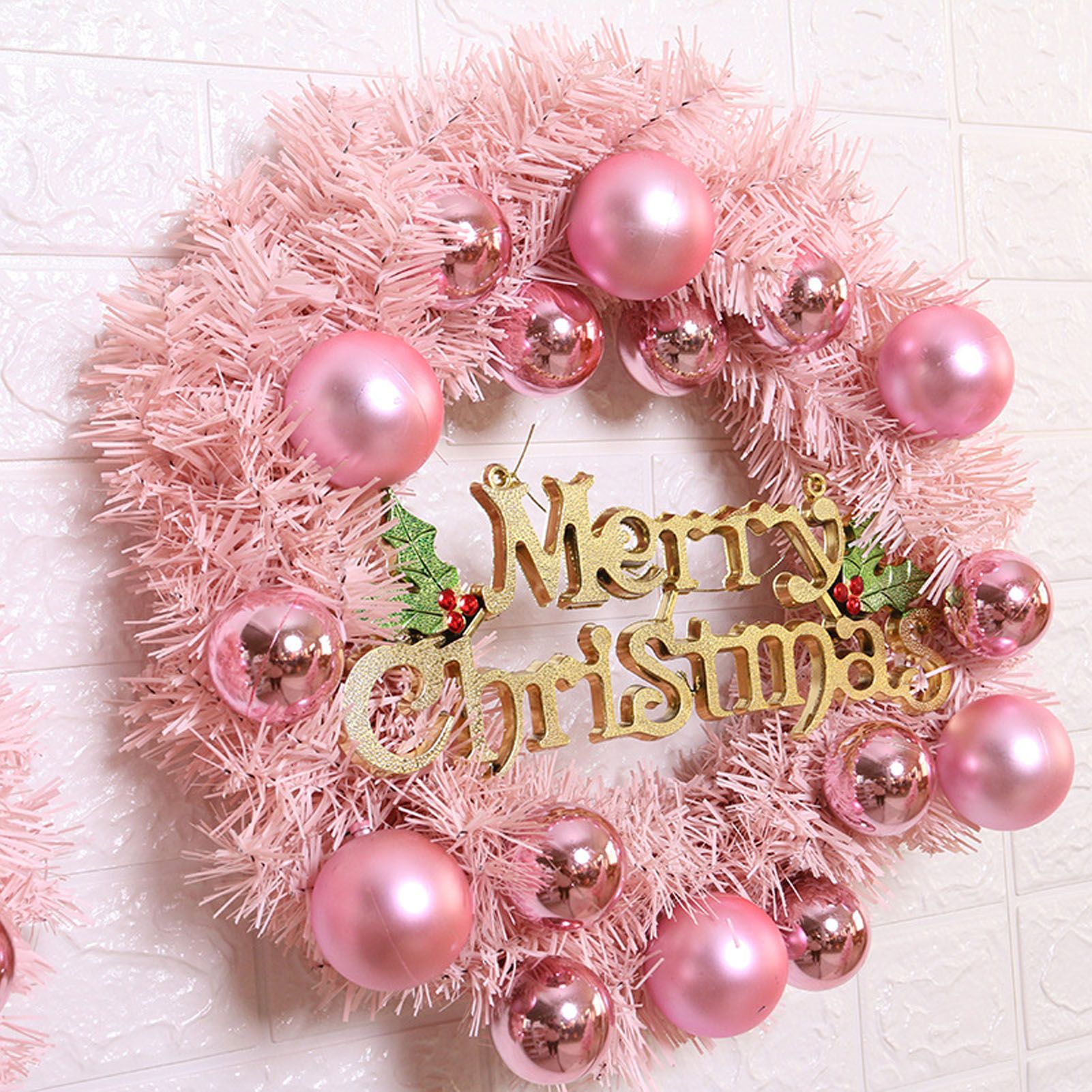 Xmas Wreath for Front Door PVC Xmas Wreath Decoration with Balls Ornaments for view 9