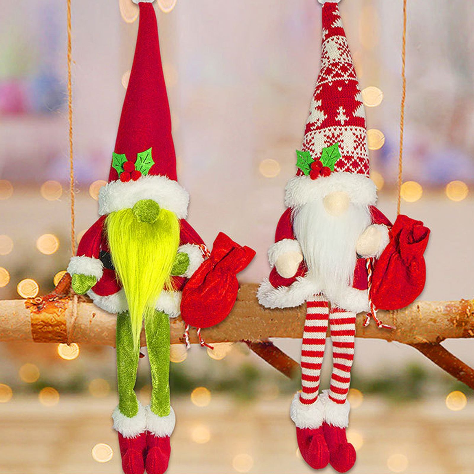 2PCS Santa Doll Ornaments Faceless Hatted Cloth Dolls for Couple Presents view 4