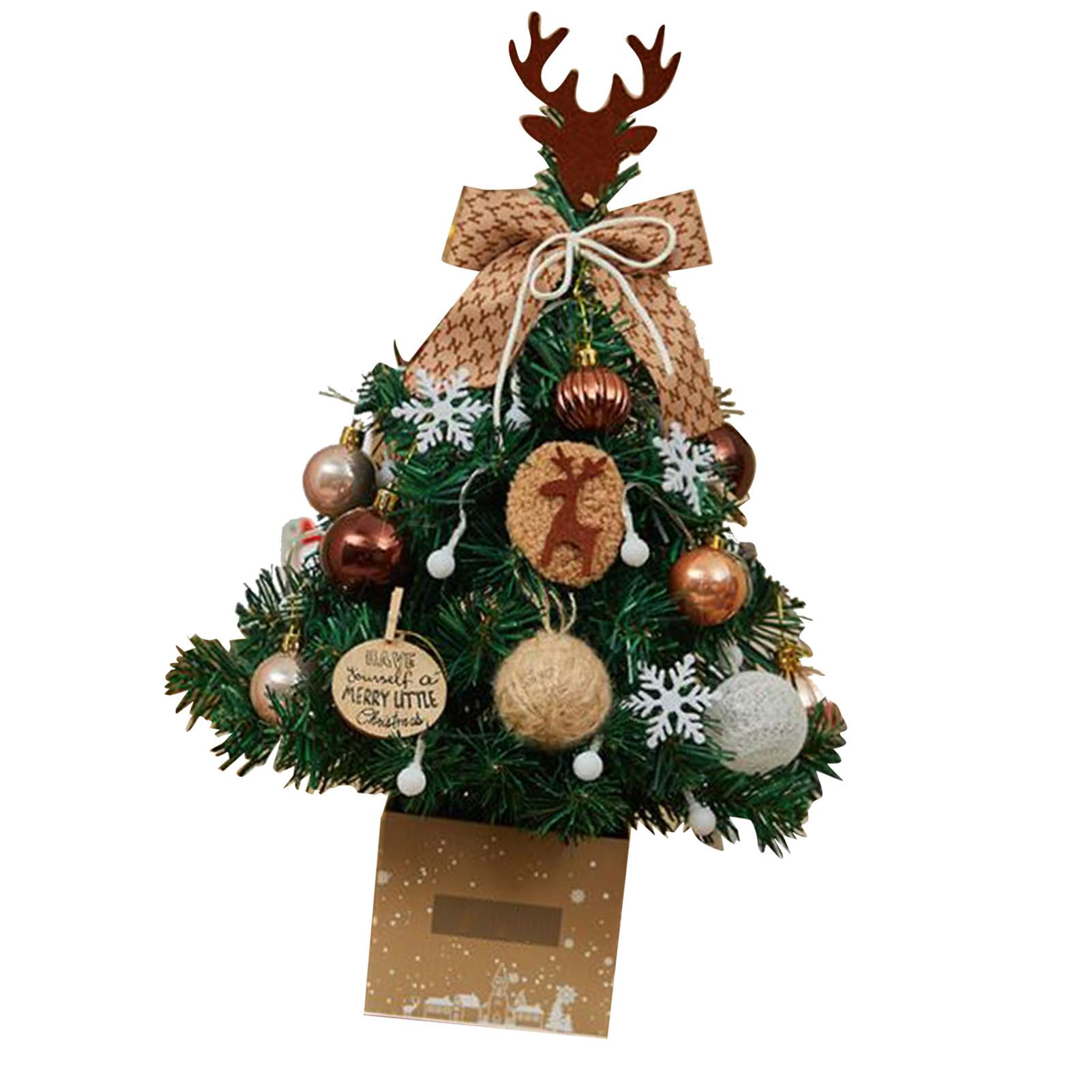 Mini Xmas Tree with Deer Horn Adjustable Light Strings Tabletop Small Destop view 4