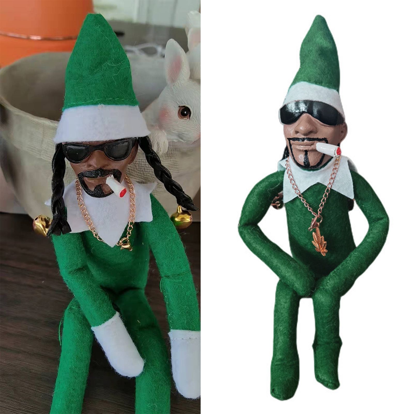 Xmas Elf Hand Made Resin Non Woven Fabric Holiday Elf Doll for Festival Home view 7