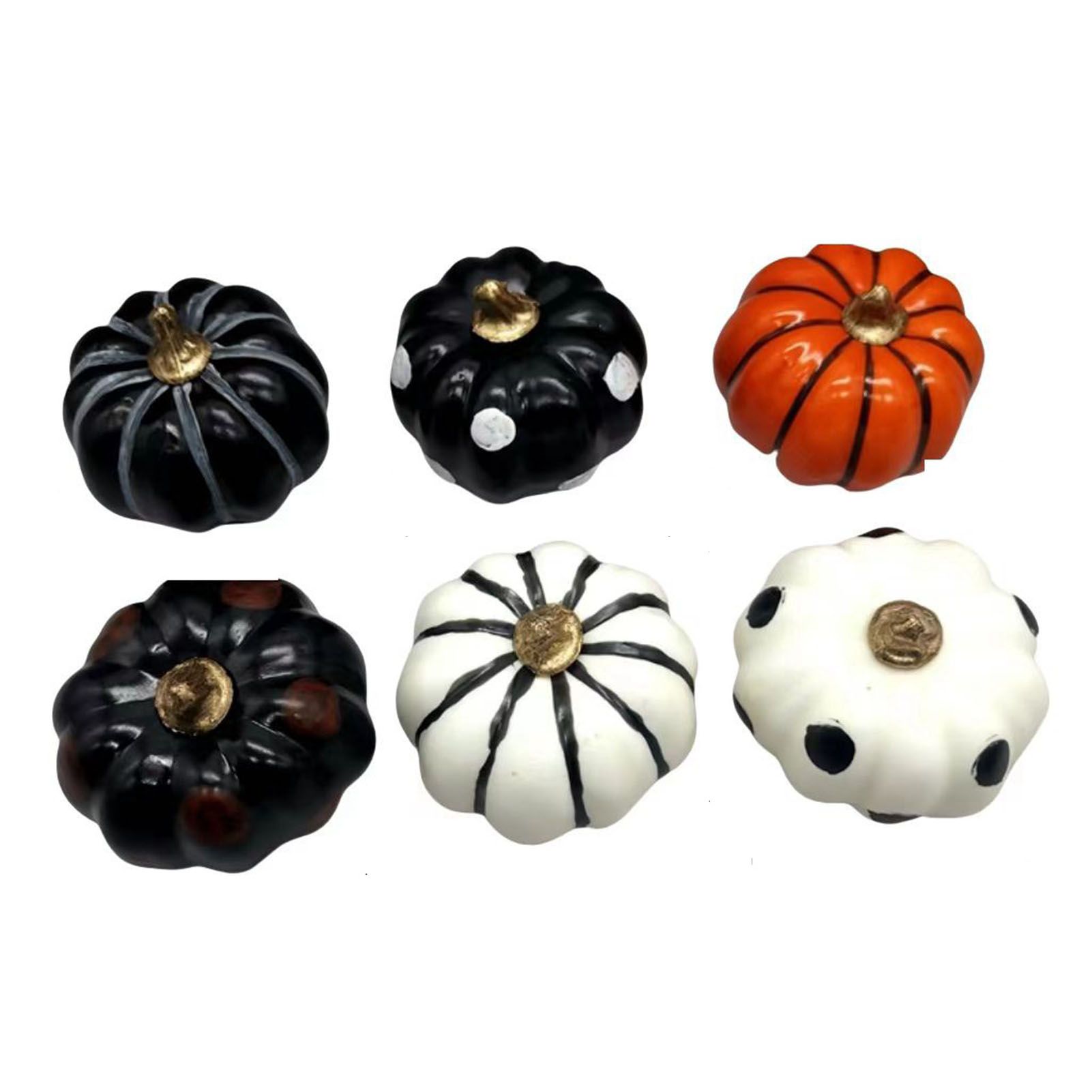 6Pcs Pumpkin Model Set ABS Lifelike Rich Color Pumpkin Decor Ornament for view 2