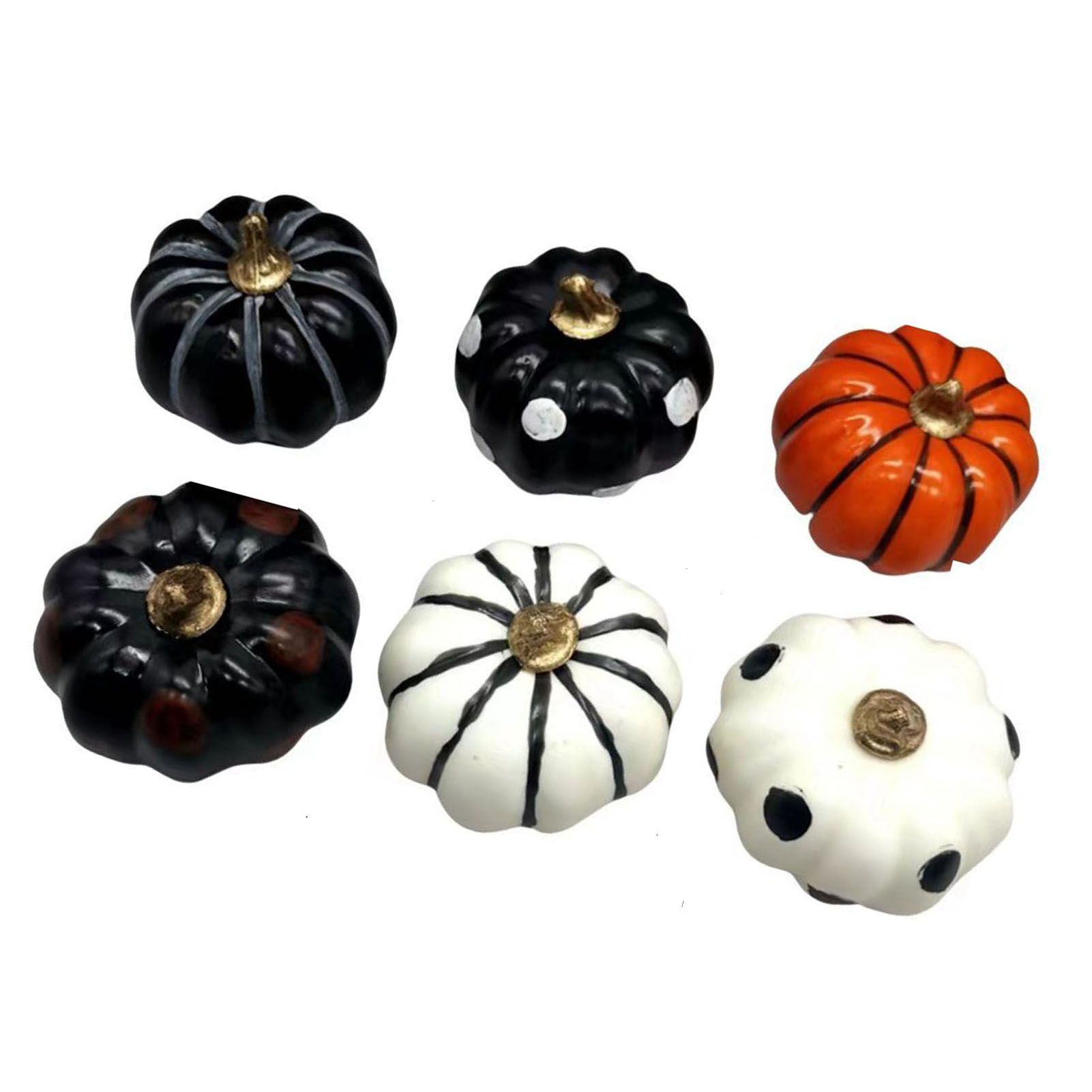 6Pcs Pumpkin Model Set ABS Lifelike Rich Color Pumpkin Decor Ornament for view 3