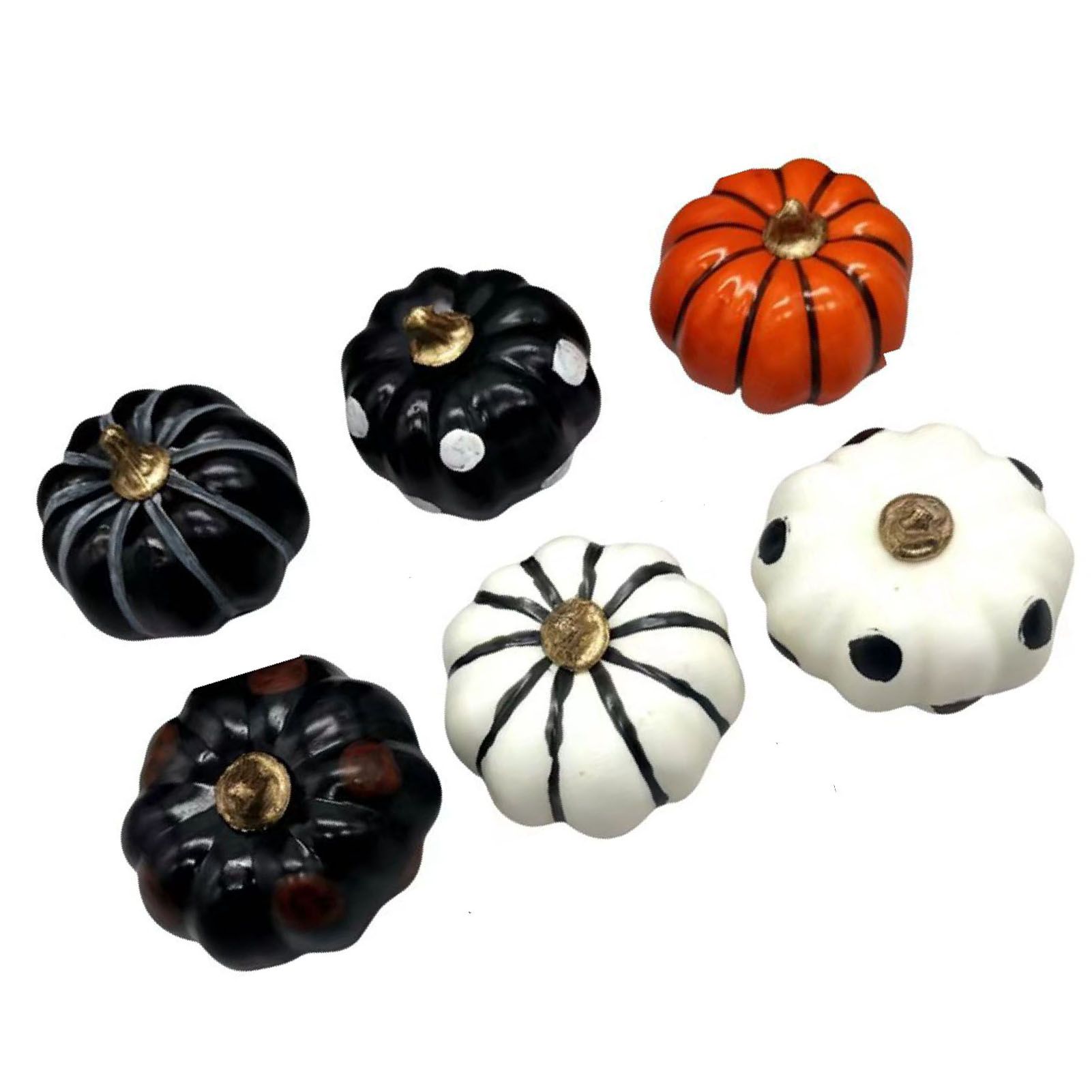 6Pcs Pumpkin Model Set ABS Lifelike Rich Color Pumpkin Decor Ornament for view 4