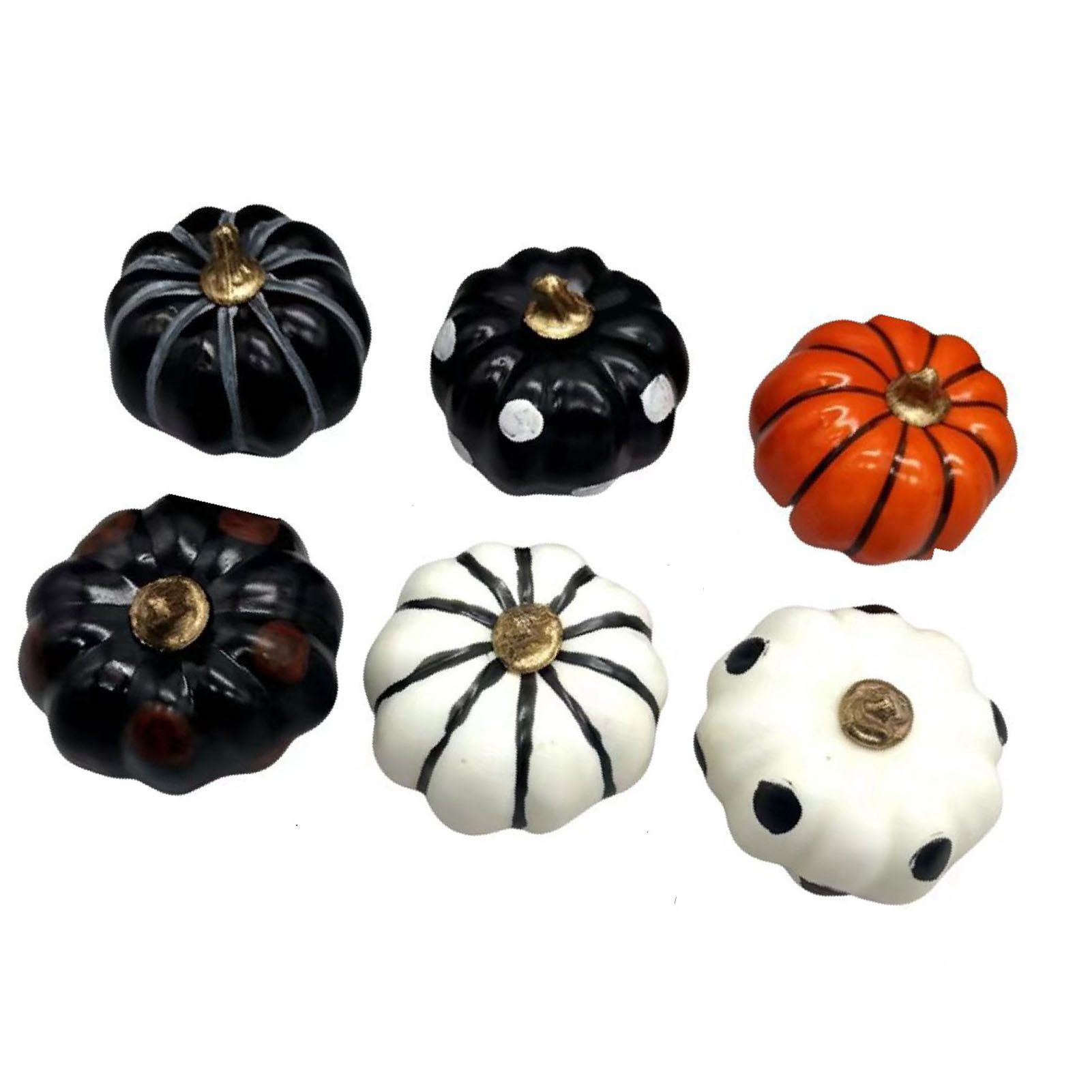 6Pcs Pumpkin Model Set ABS Lifelike Rich Color Pumpkin Decor Ornament for view 5