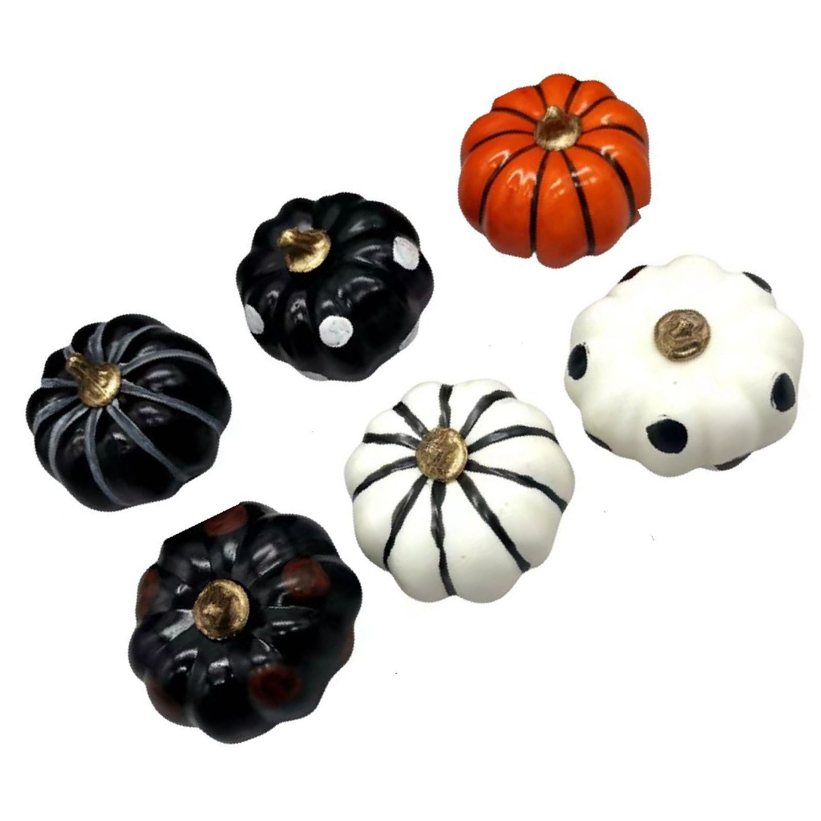 6Pcs Pumpkin Model Set ABS Lifelike Rich Color Pumpkin Decor Ornament for view 6