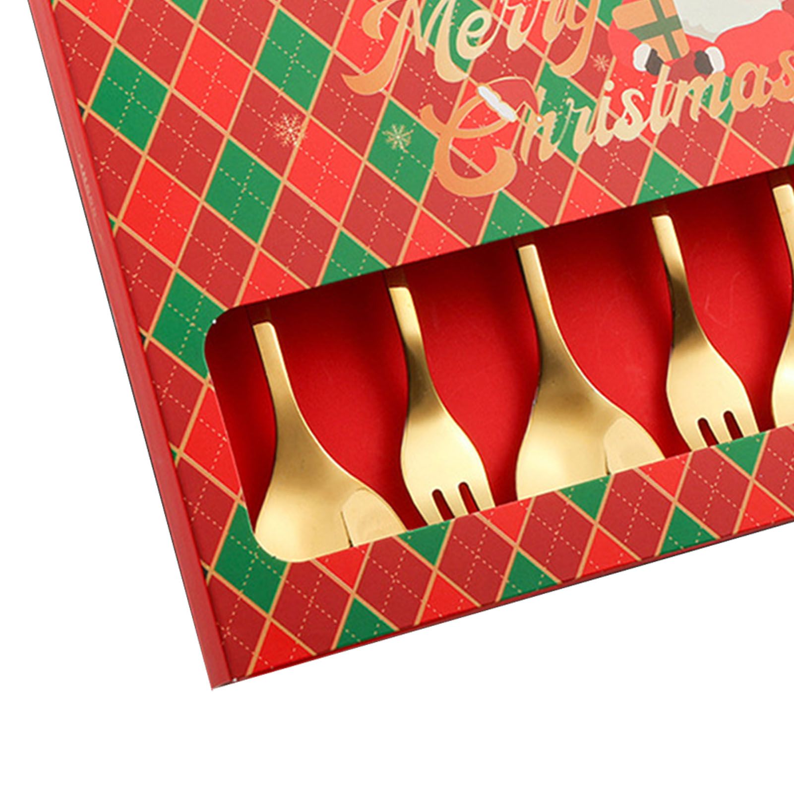 6 Pcs Xmas Spoon Fork Set Cute Design Stainless Steel Tea Coffee Spoon and view 7