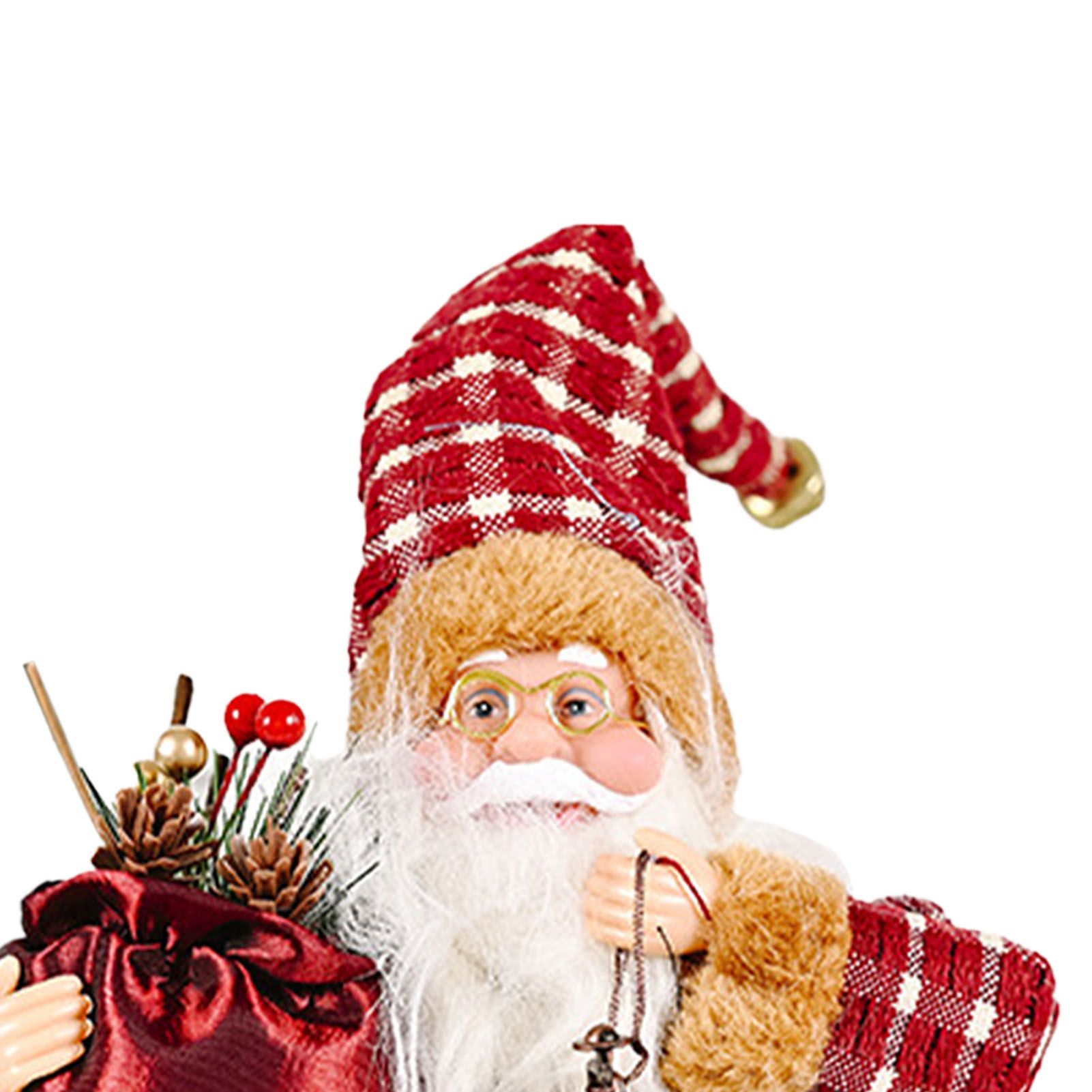 Santa Decoration Cute Image Santa Figurines Doll Toy Holiday Style Tabletop view 2