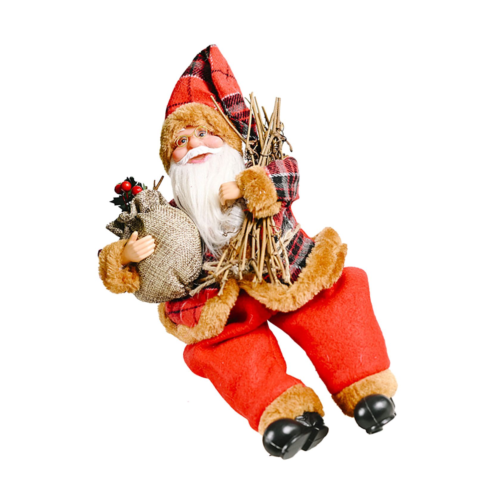 Santa Decoration Cute Image Santa Figurines Doll Toy Holiday Style Tabletop view 4