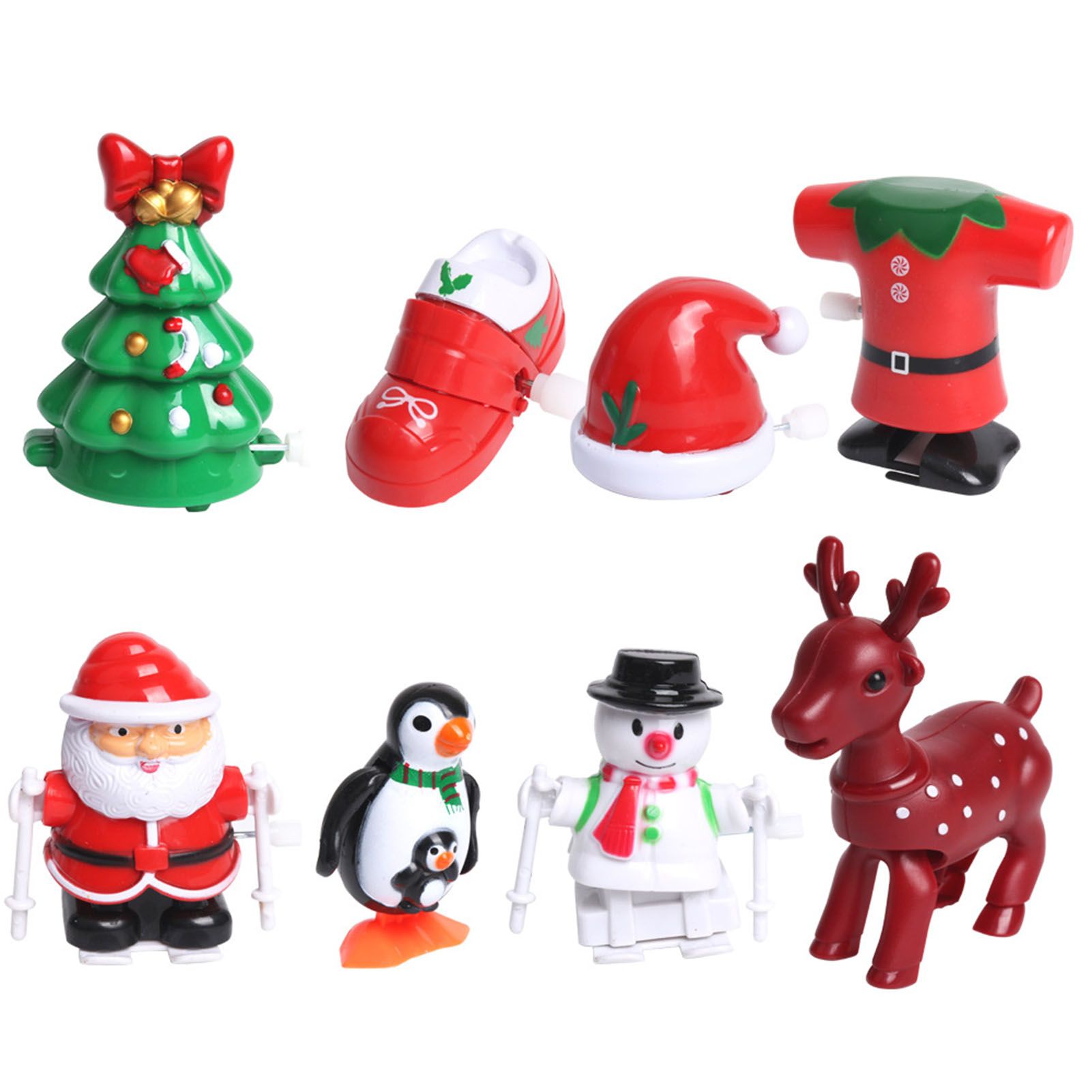 Holiday Wind Up Toy Cartoon Tree Hat Shoe Snowman Clockwork Toy Set Festival view 3
