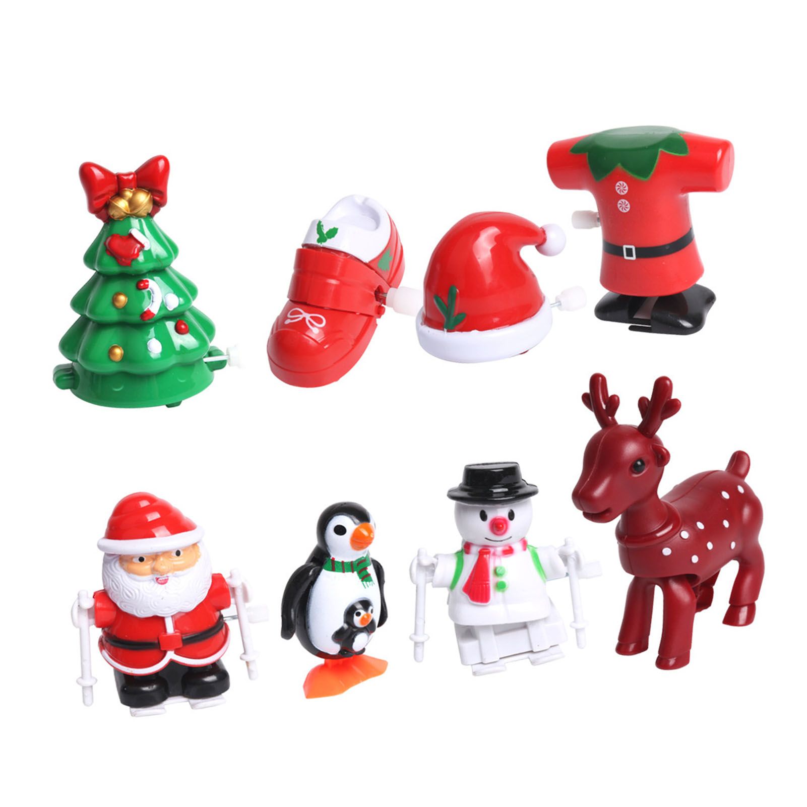 Holiday Wind Up Toy Cartoon Tree Hat Shoe Snowman Clockwork Toy Set Festival view 4