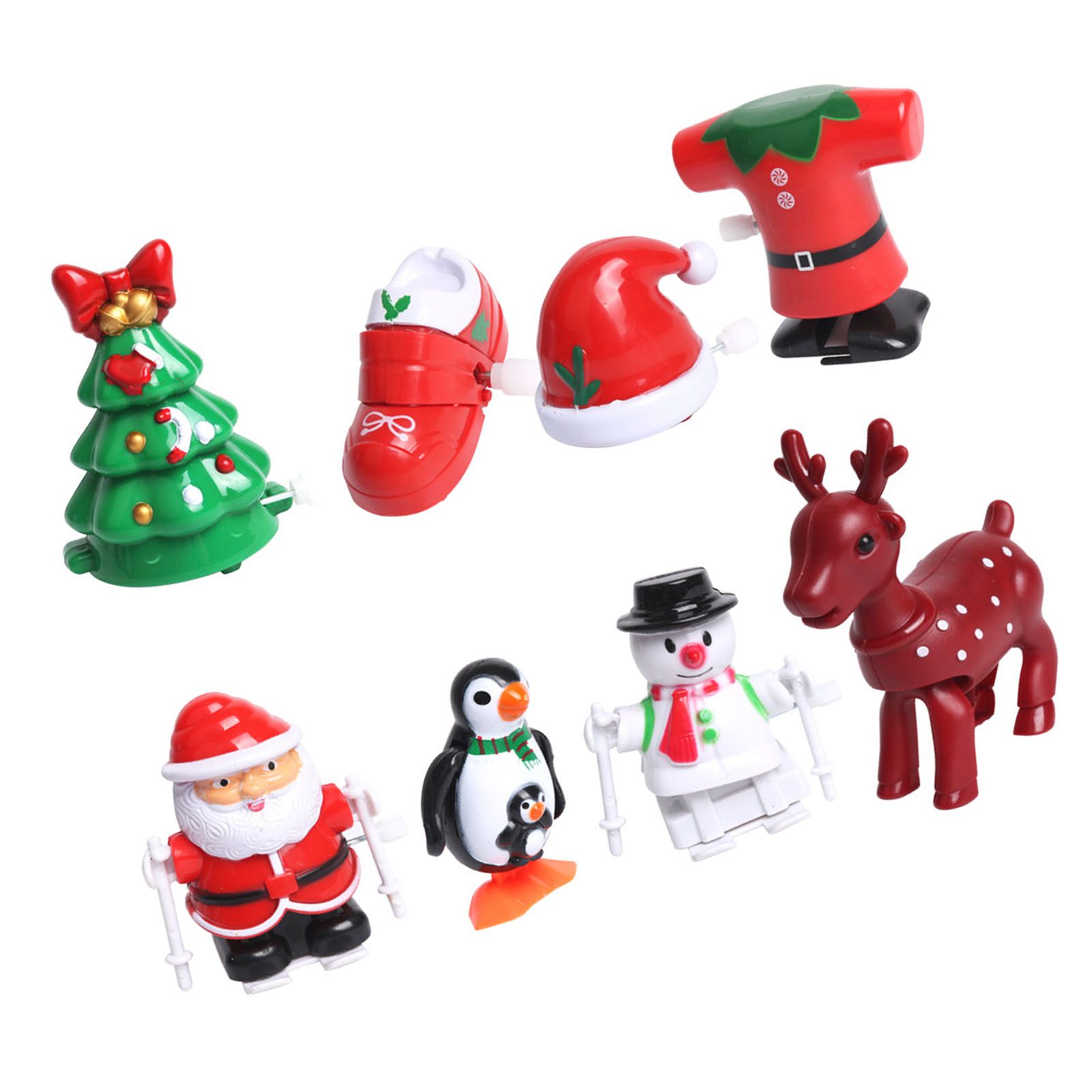 Holiday Wind Up Toy Cartoon Tree Hat Shoe Snowman Clockwork Toy Set Festival view 6