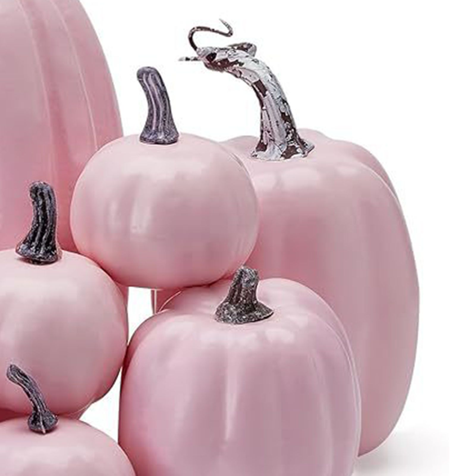7pcs Assorted Sizes Pink Pumpkins Harvest Pumpkins Foam Fall Pumpkin Decor for view 2