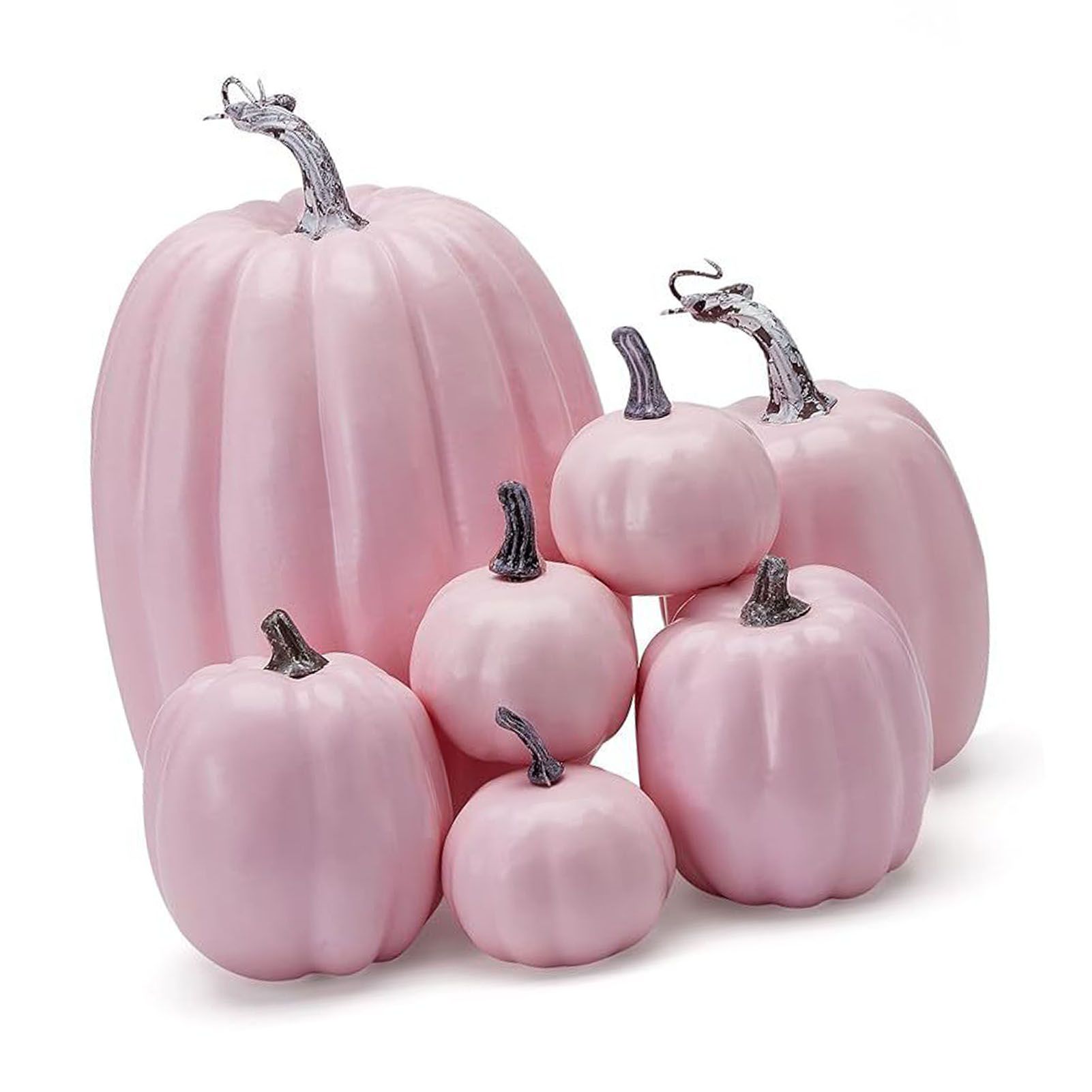 7pcs Assorted Sizes Pink Pumpkins Harvest Pumpkins Foam Fall Pumpkin Decor for view 4