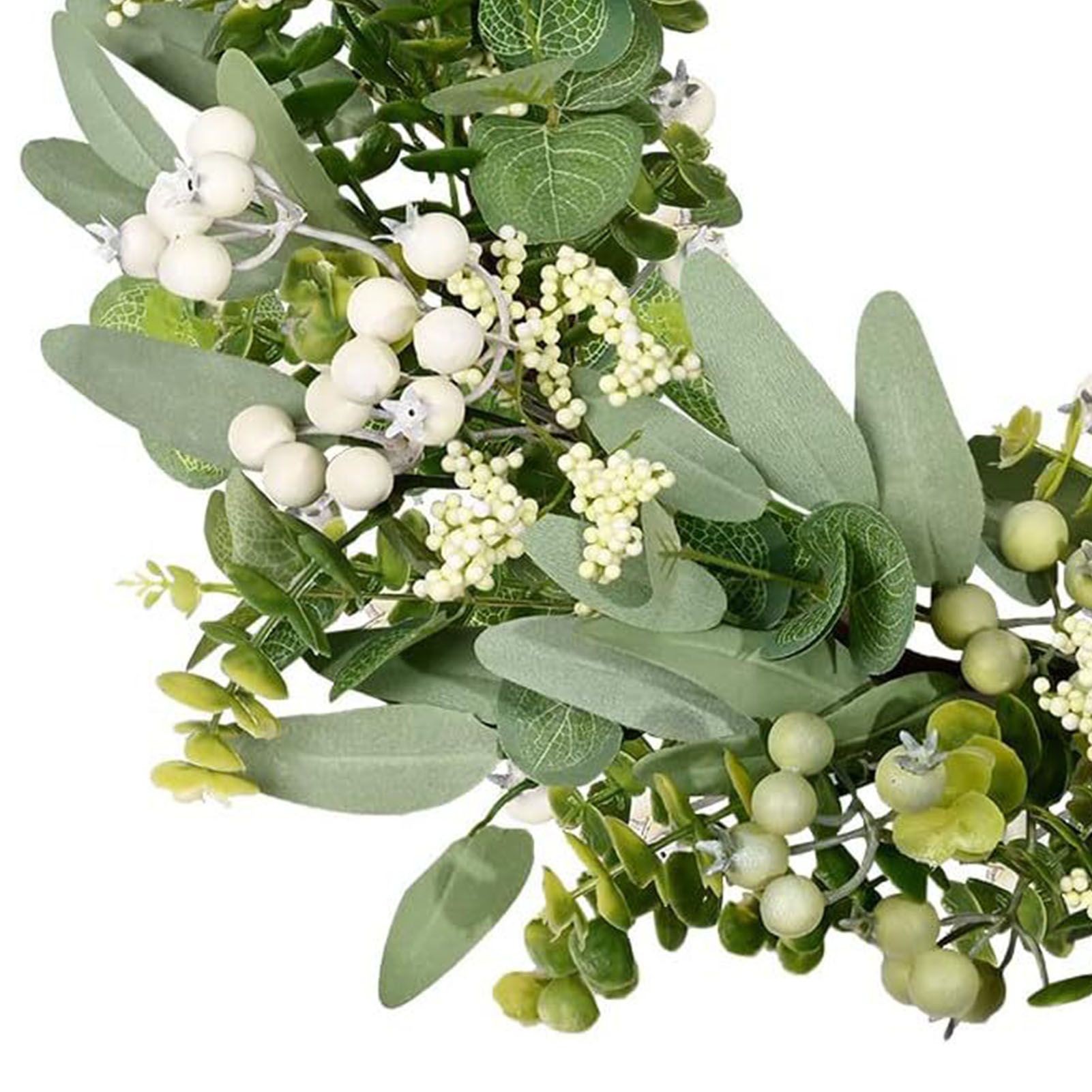Green Artificial Eucalyptus Wreath Spring Summer Wreath with White Berries for view 2