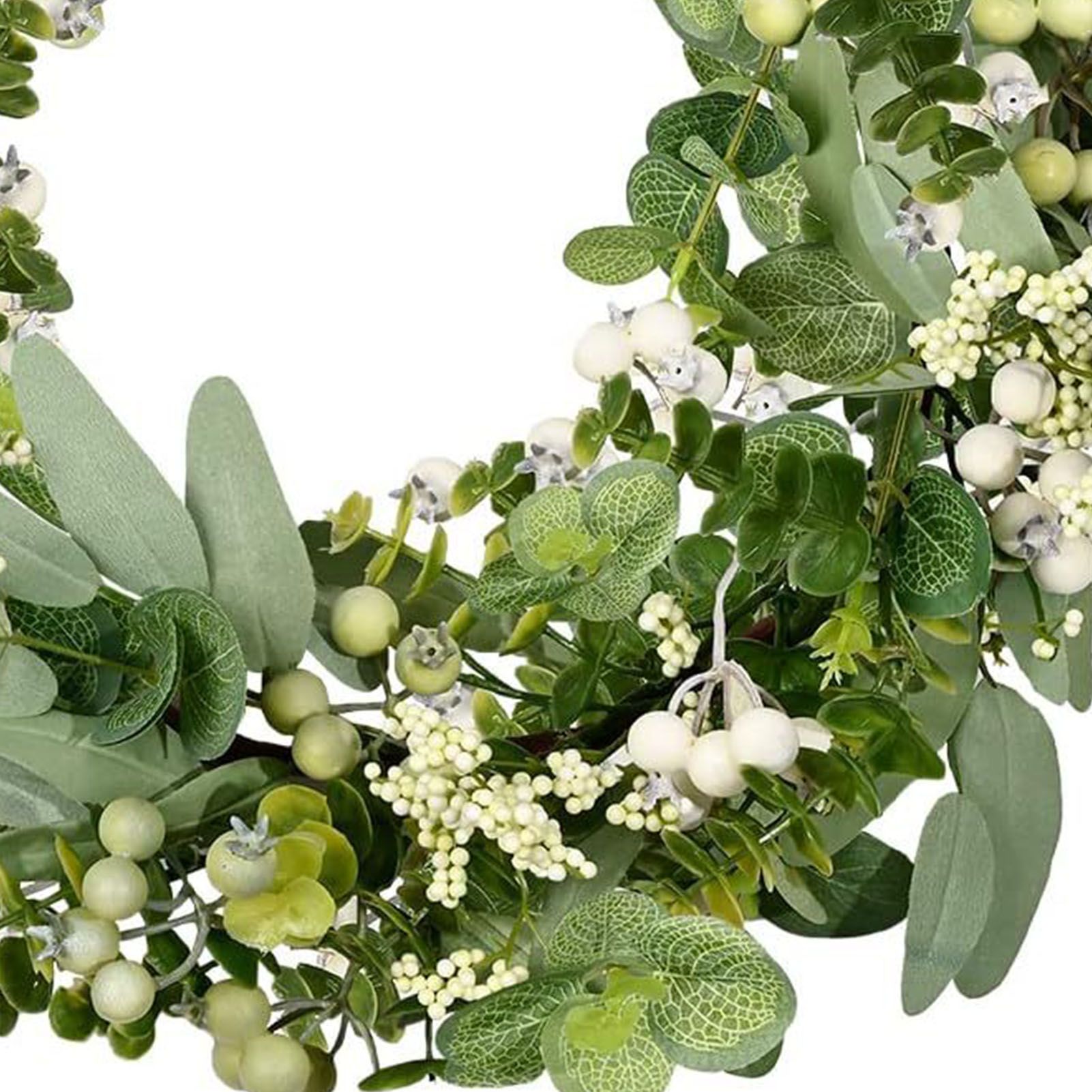 Green Artificial Eucalyptus Wreath Spring Summer Wreath with White Berries for view 5