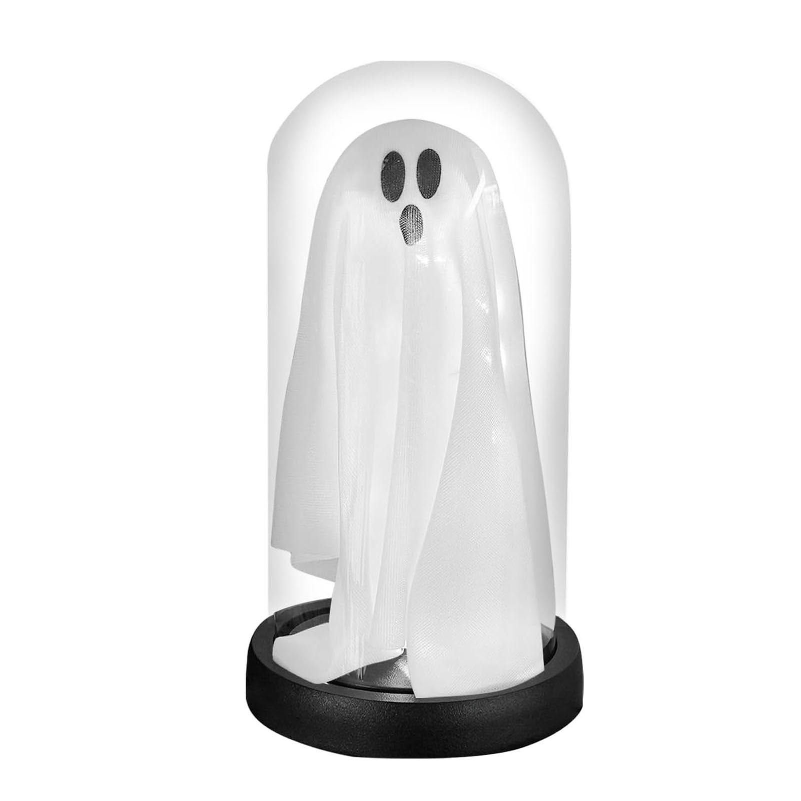 Light Up Ghost in Glass Cloche LED Lighted Cute Ghost Tabletop Ornament for view 3