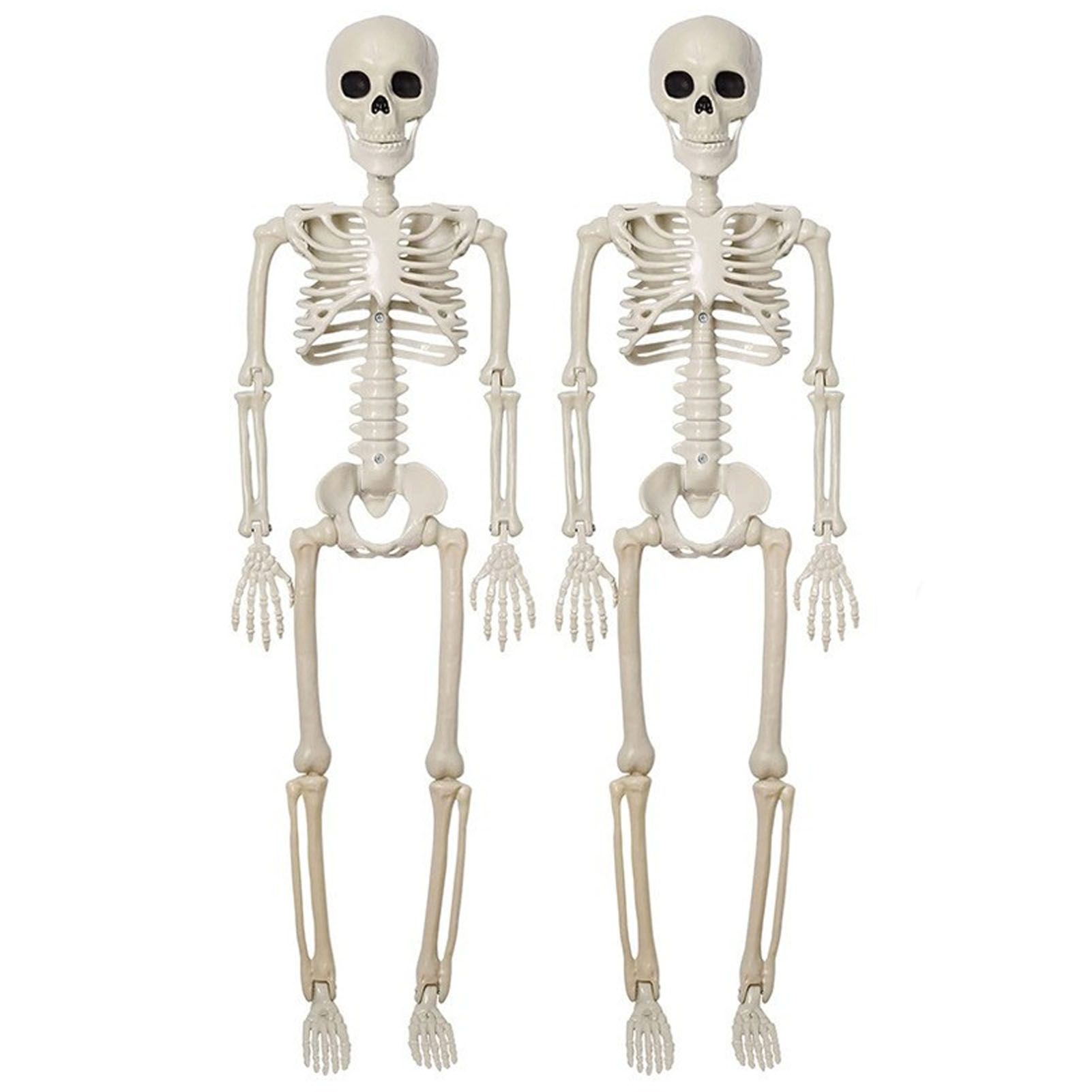 2PCS Skeleton Decorations 35.4 Inch Plastic Posable Spooky Full Body Skeleton view 3
