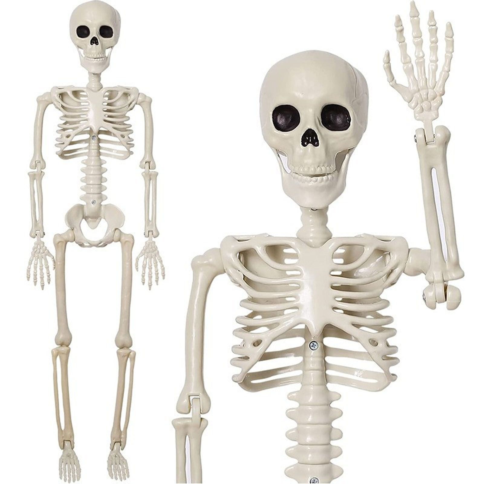 2PCS Skeleton Decorations 35.4 Inch Plastic Posable Spooky Full Body Skeleton view 6