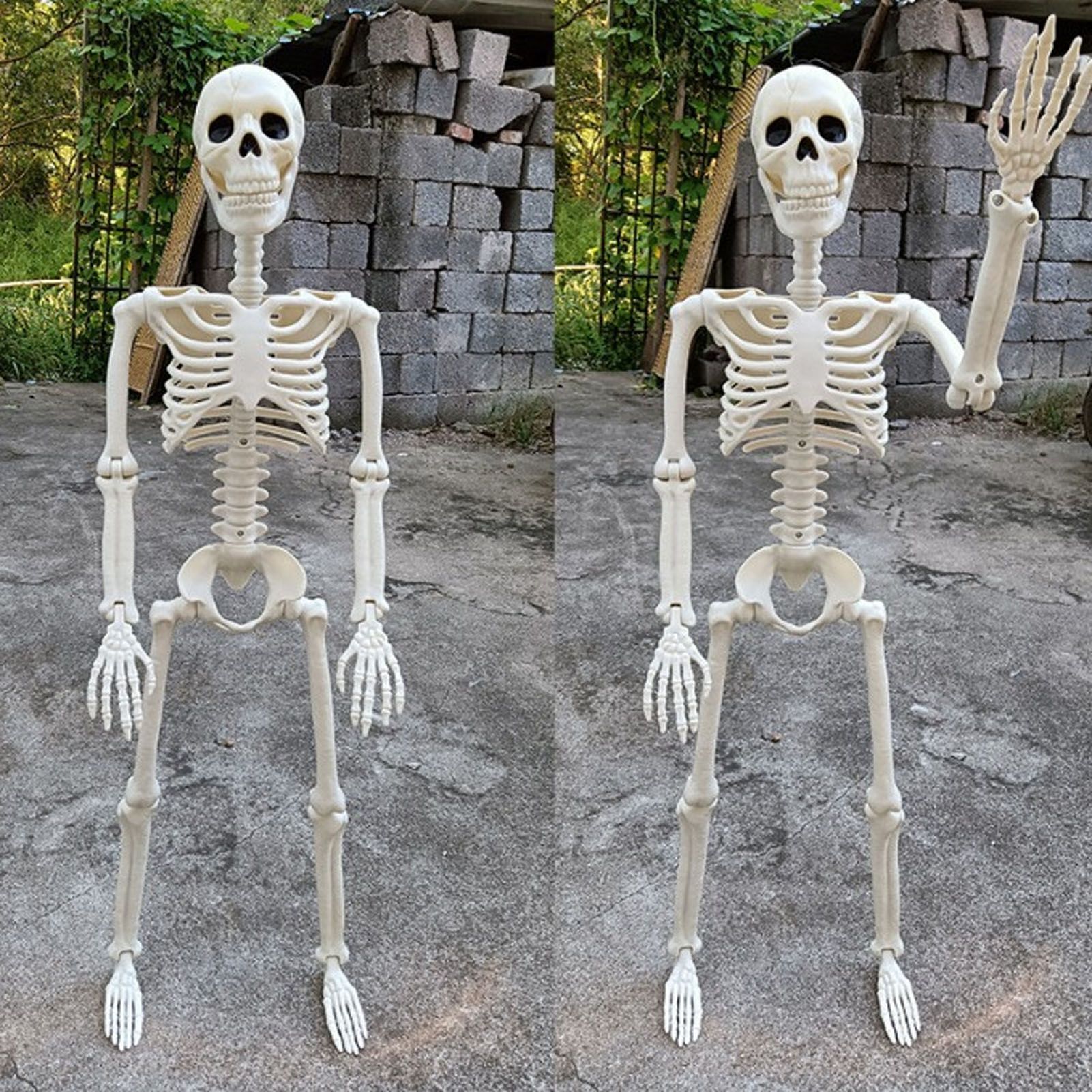 2PCS Skeleton Decorations 35.4 Inch Plastic Posable Spooky Full Body Skeleton view 8