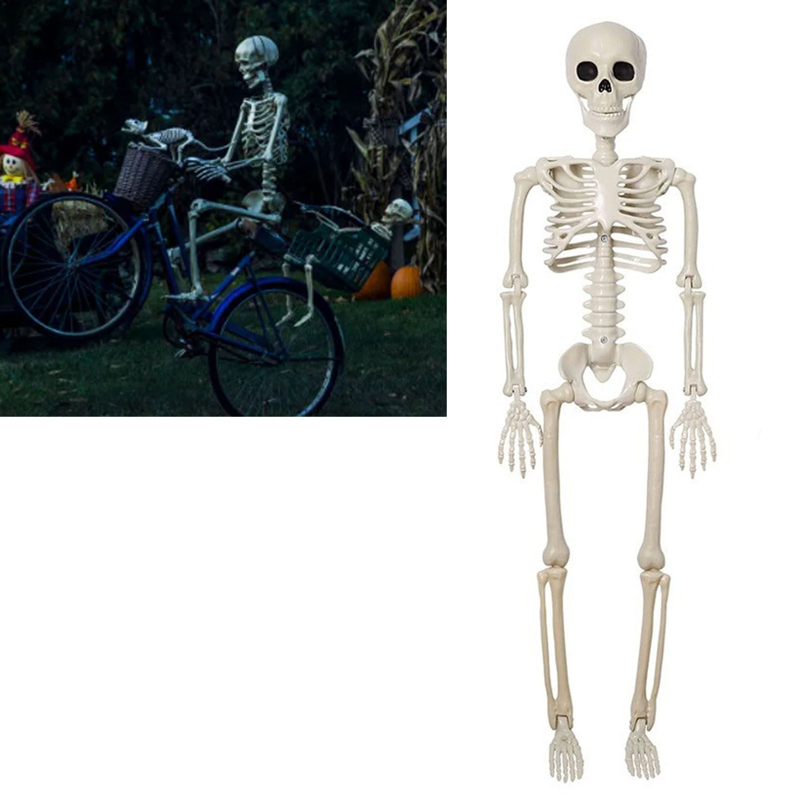 2PCS Skeleton Decorations 35.4 Inch Plastic Posable Spooky Full Body Skeleton view 9