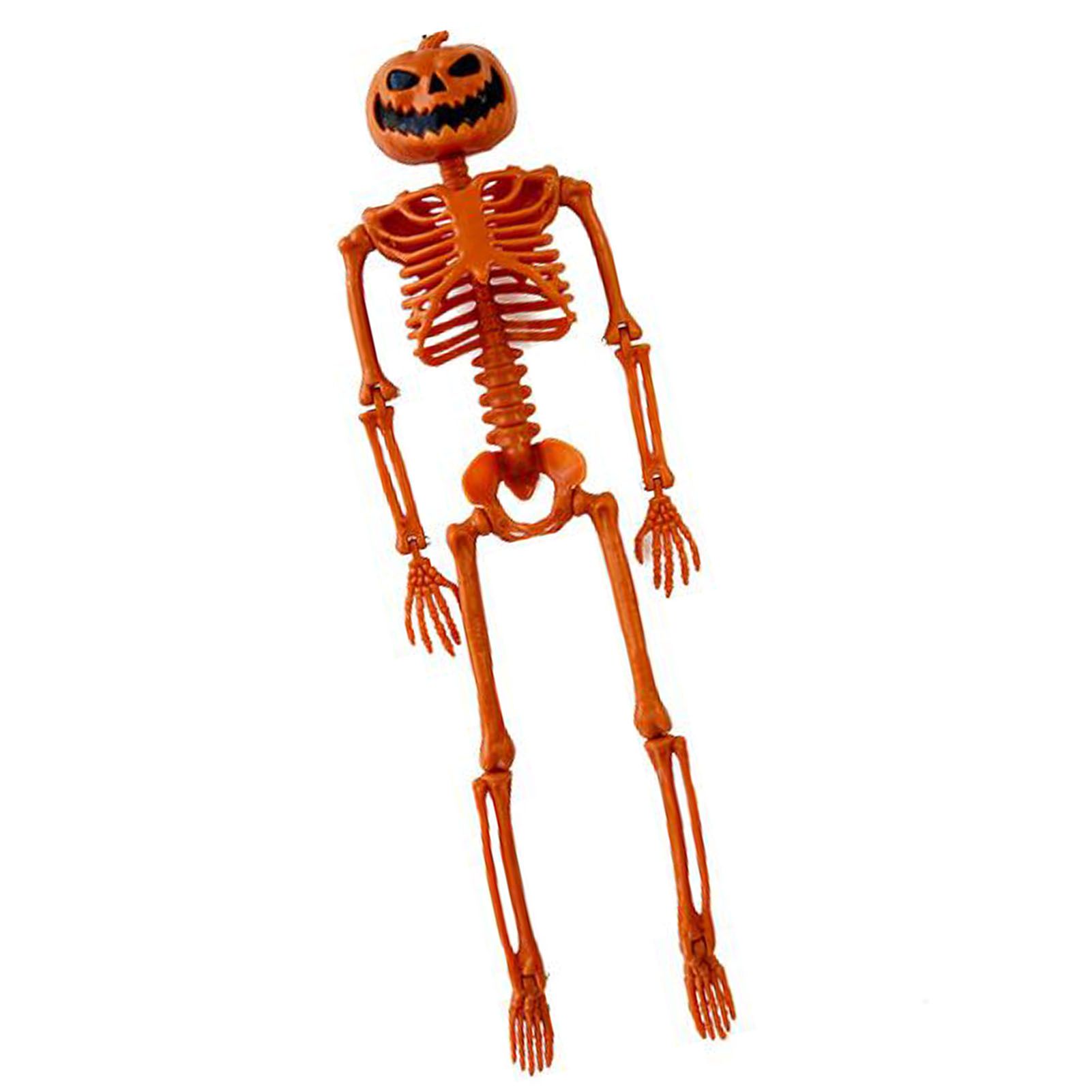 Human Skeleton 35.4in Plastic Realistic Creepy Pumpkin Skeleton for Decoration — image 1