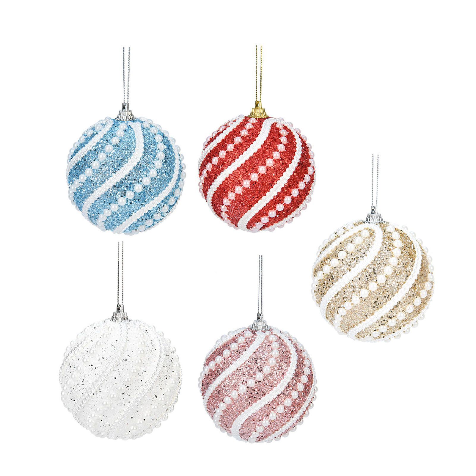 5PCS Holiday Decor Balls Colorful Sequin Hanging Pearl Ball Ornaments for Xmas view 2