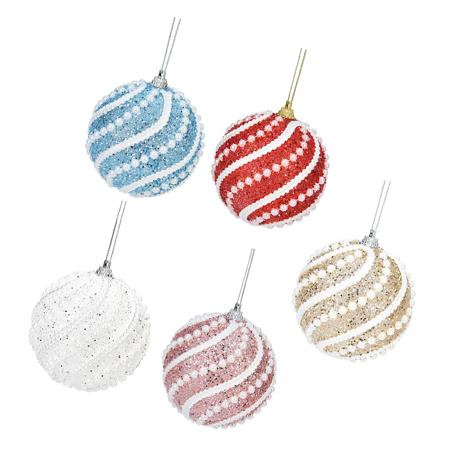 5PCS Holiday Decor Balls Colorful Sequin Hanging Pearl Ball Ornaments for Xmas view 4