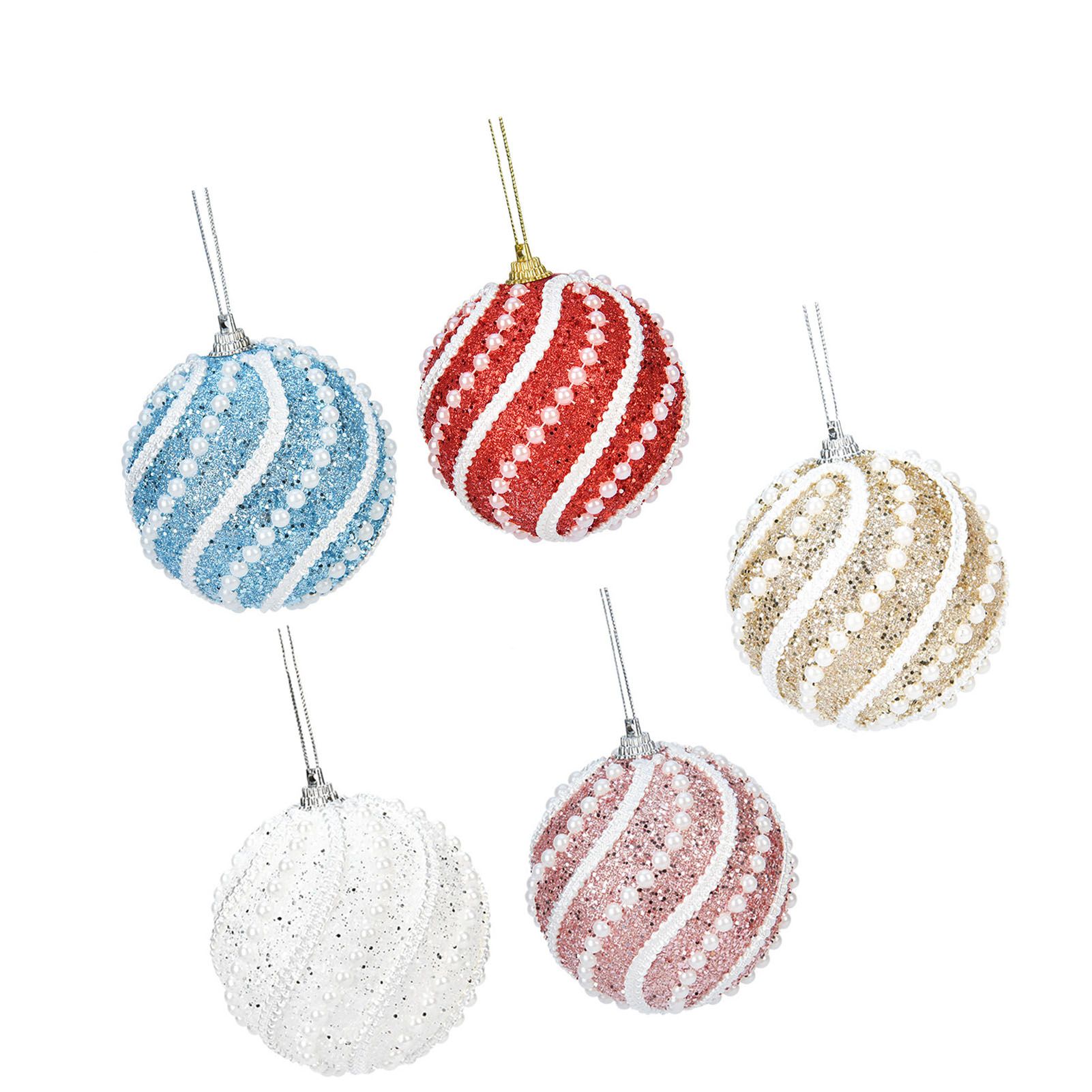 5PCS Holiday Decor Balls Colorful Sequin Hanging Pearl Ball Ornaments for Xmas view 5