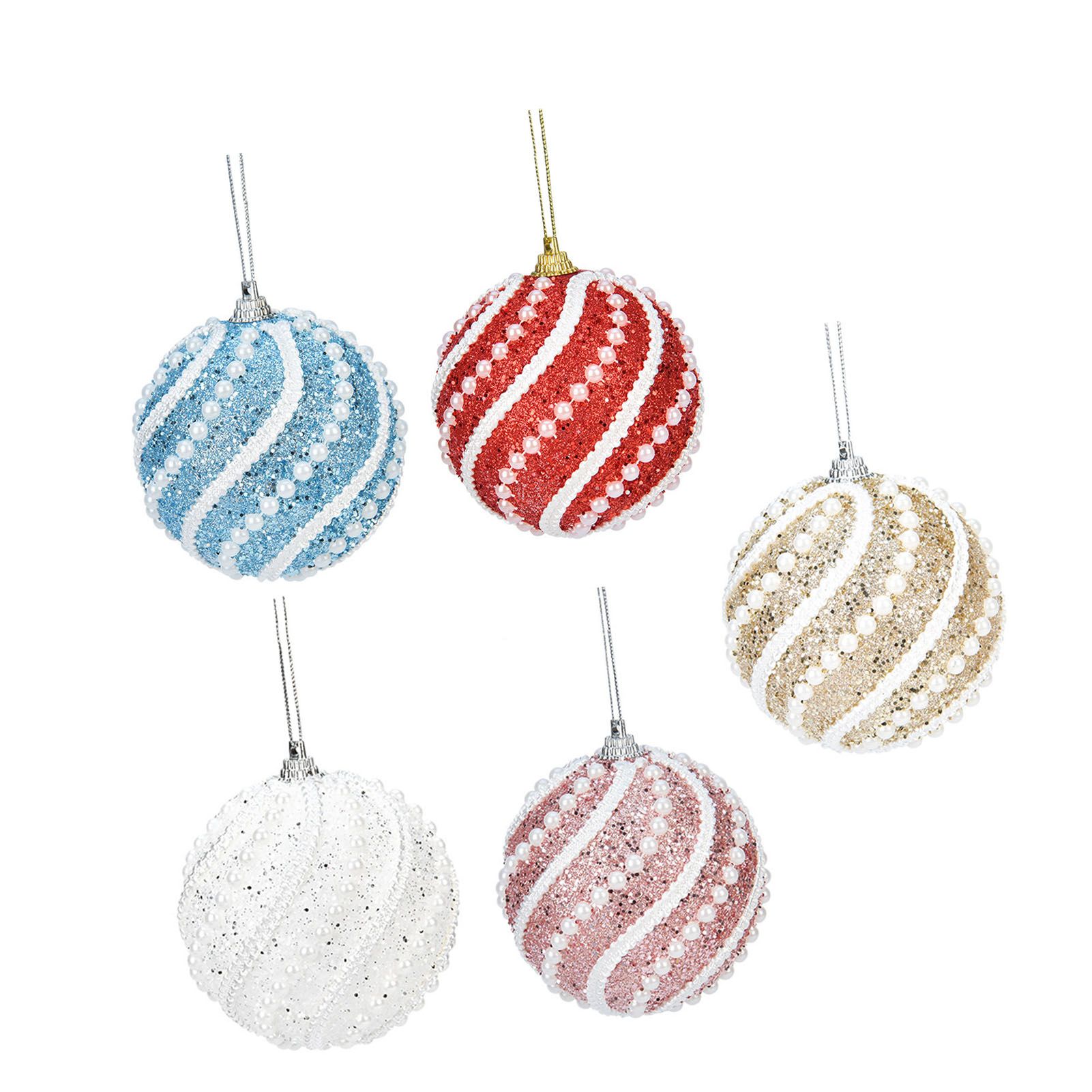 5PCS Holiday Decor Balls Colorful Sequin Hanging Pearl Ball Ornaments for Xmas view 6
