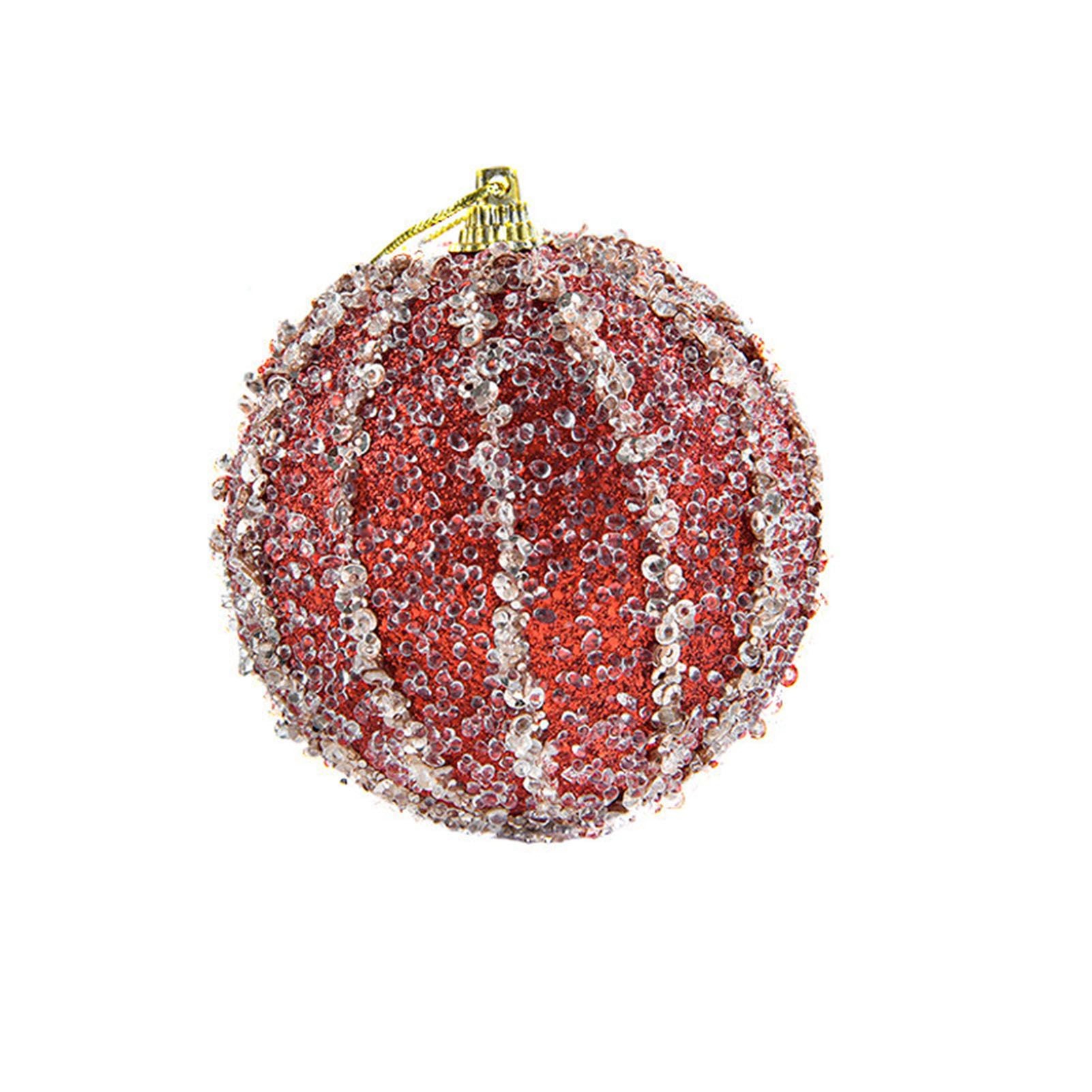 5 Pcs Xmas Tree Ball Ornament 8cm Diameter White Champagne Roseate Red Blue view 2