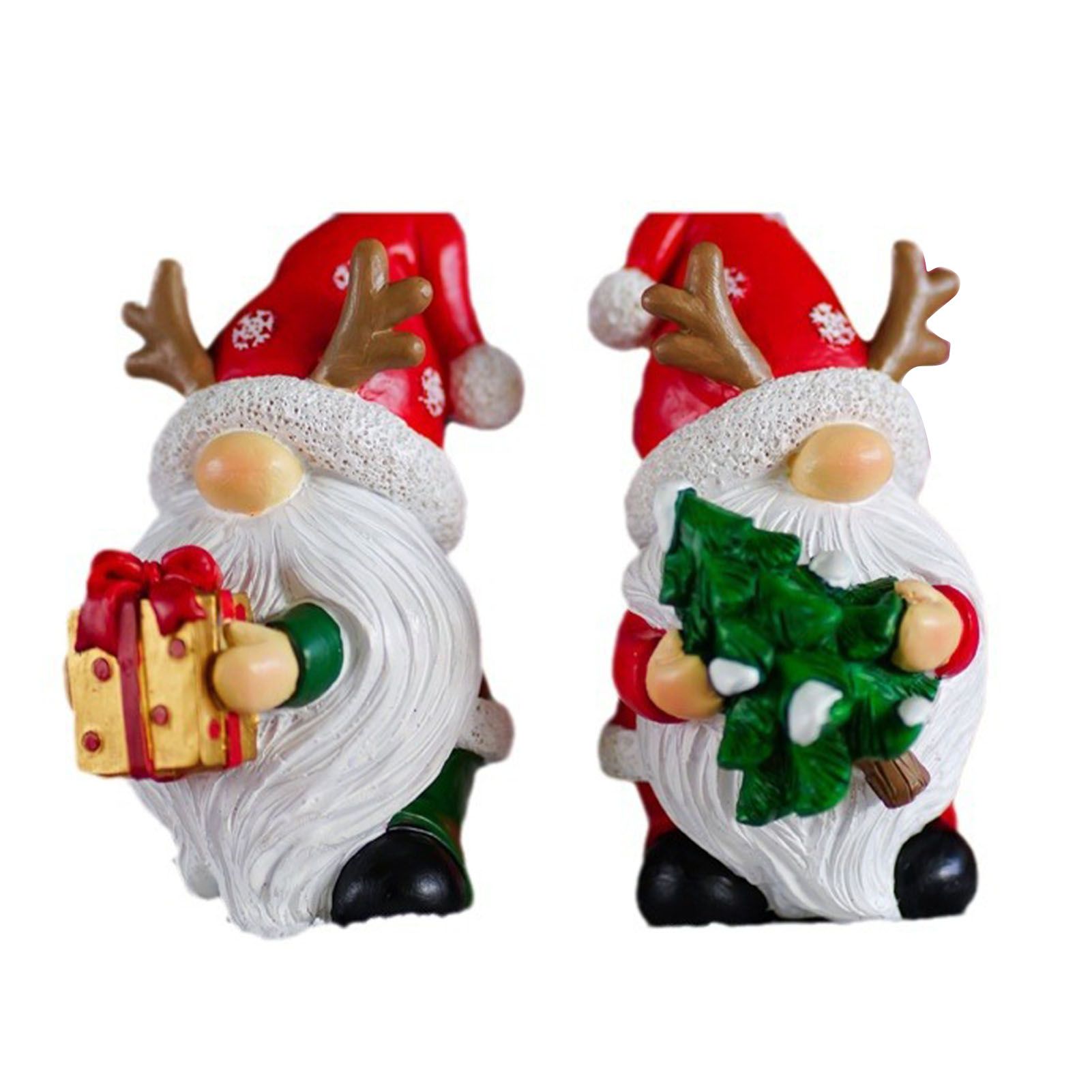 2Pcs Santa Ornament Xmas Statue Art Craft Room Tabletop Display Winter New view 6