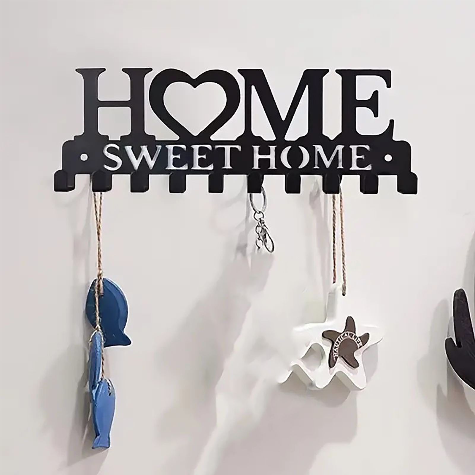 Key Holder Hooks Organizer Wall Mounted Metal Key Hanger Rack Wall Decor for view 9