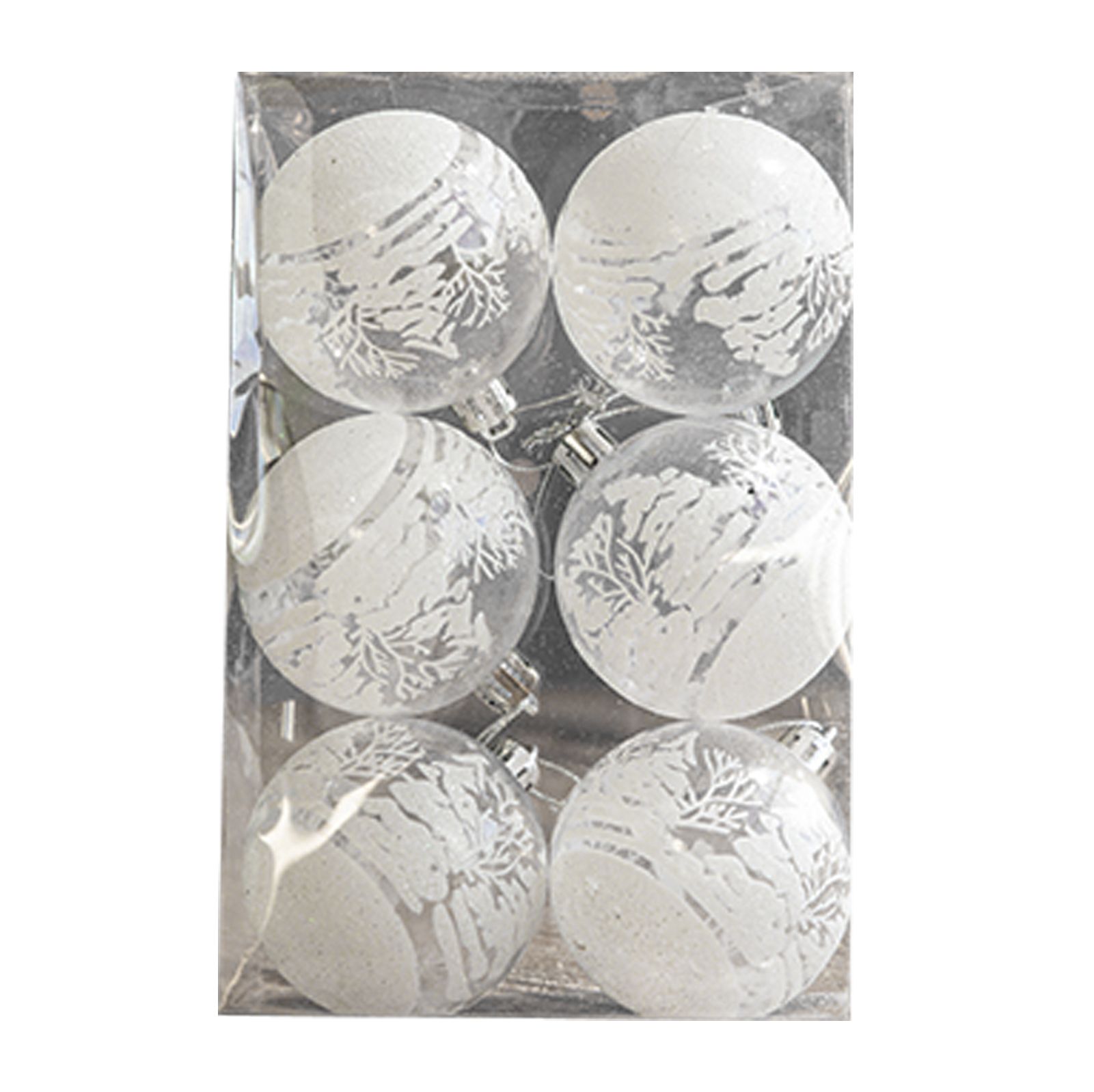 6 Pcs Xmas Ball Ornaments Set Snow Scene Shatterproof Transparent Acrylic view 3
