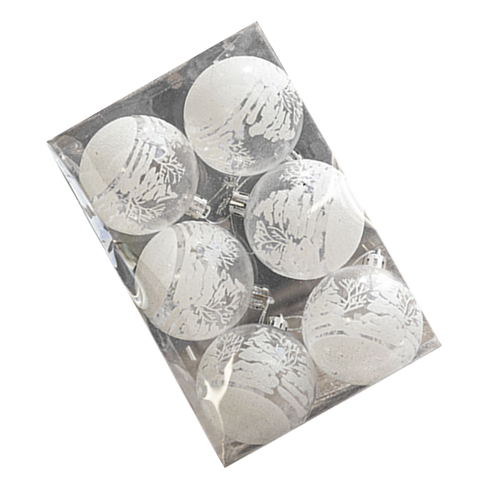 6 Pcs Xmas Ball Ornaments Set Snow Scene Shatterproof Transparent Acrylic view 4