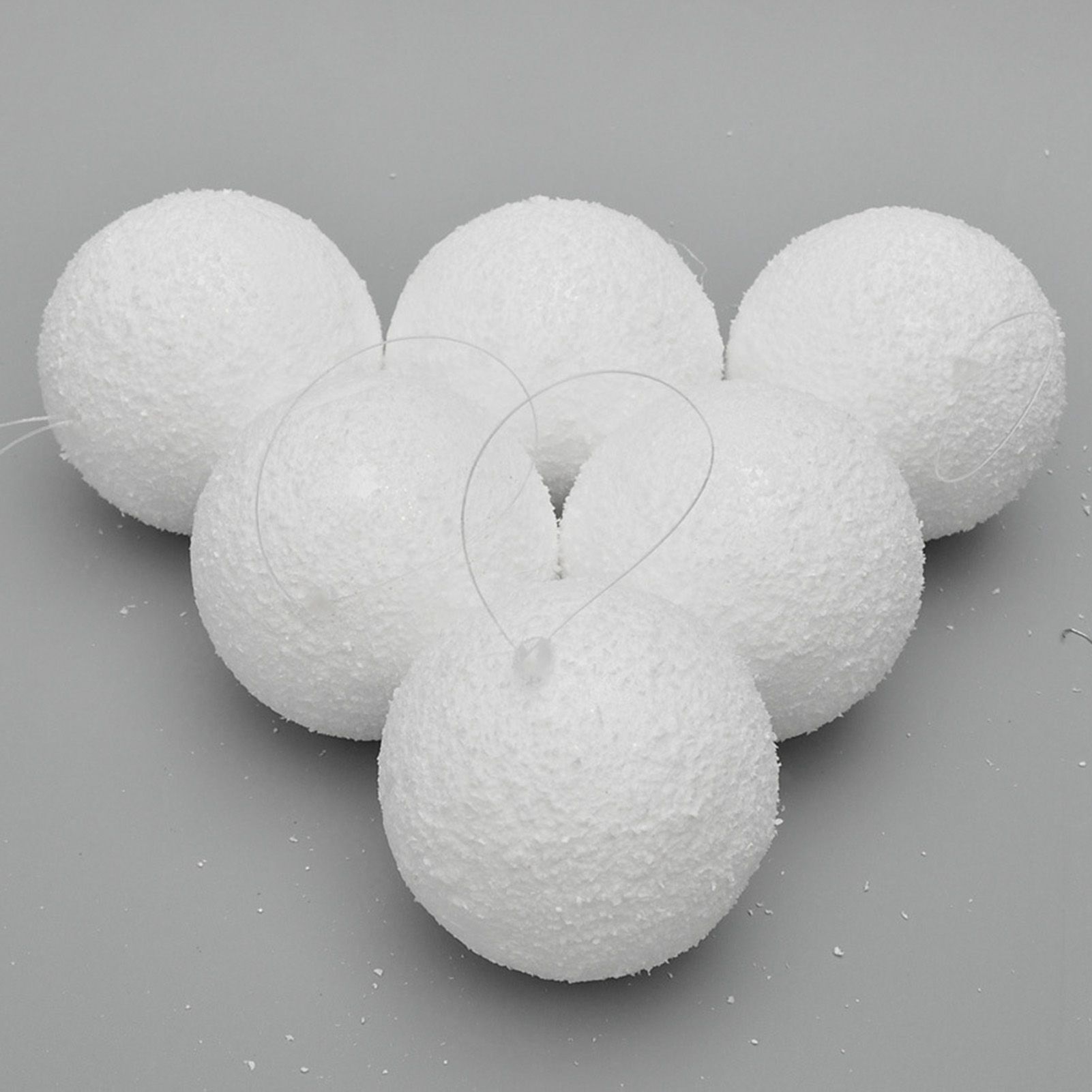 6PCS 3.94in Xmas Tree Ball Ornaments Foam Snowy Ball Ornaments Hanging view 5